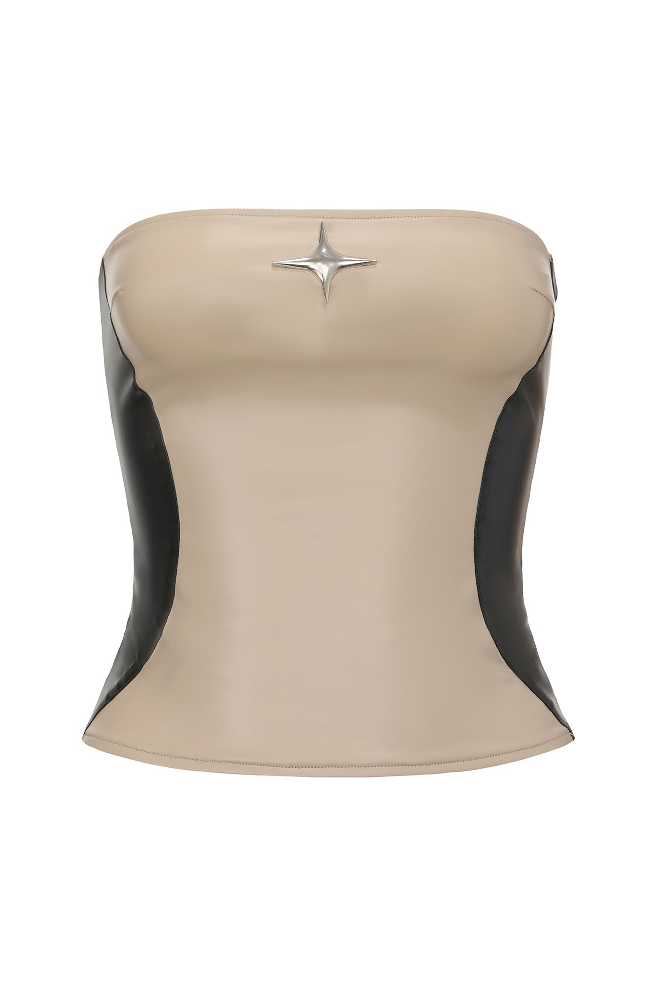 NEVER OFFEND L ANGEL Faux Leather Spliced Stretch Bandeau Top