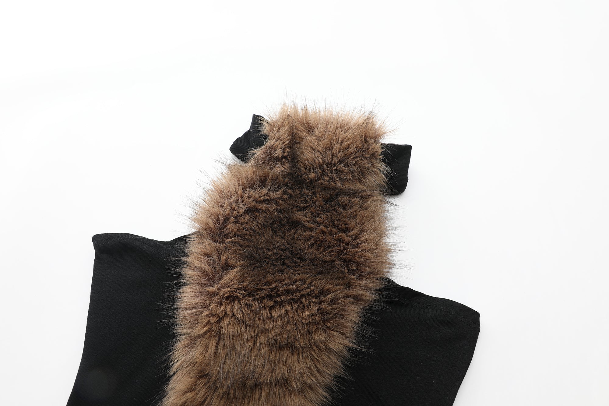 NEVER OFFEND L ANGEL Faux-Fur Panel Halter Gown