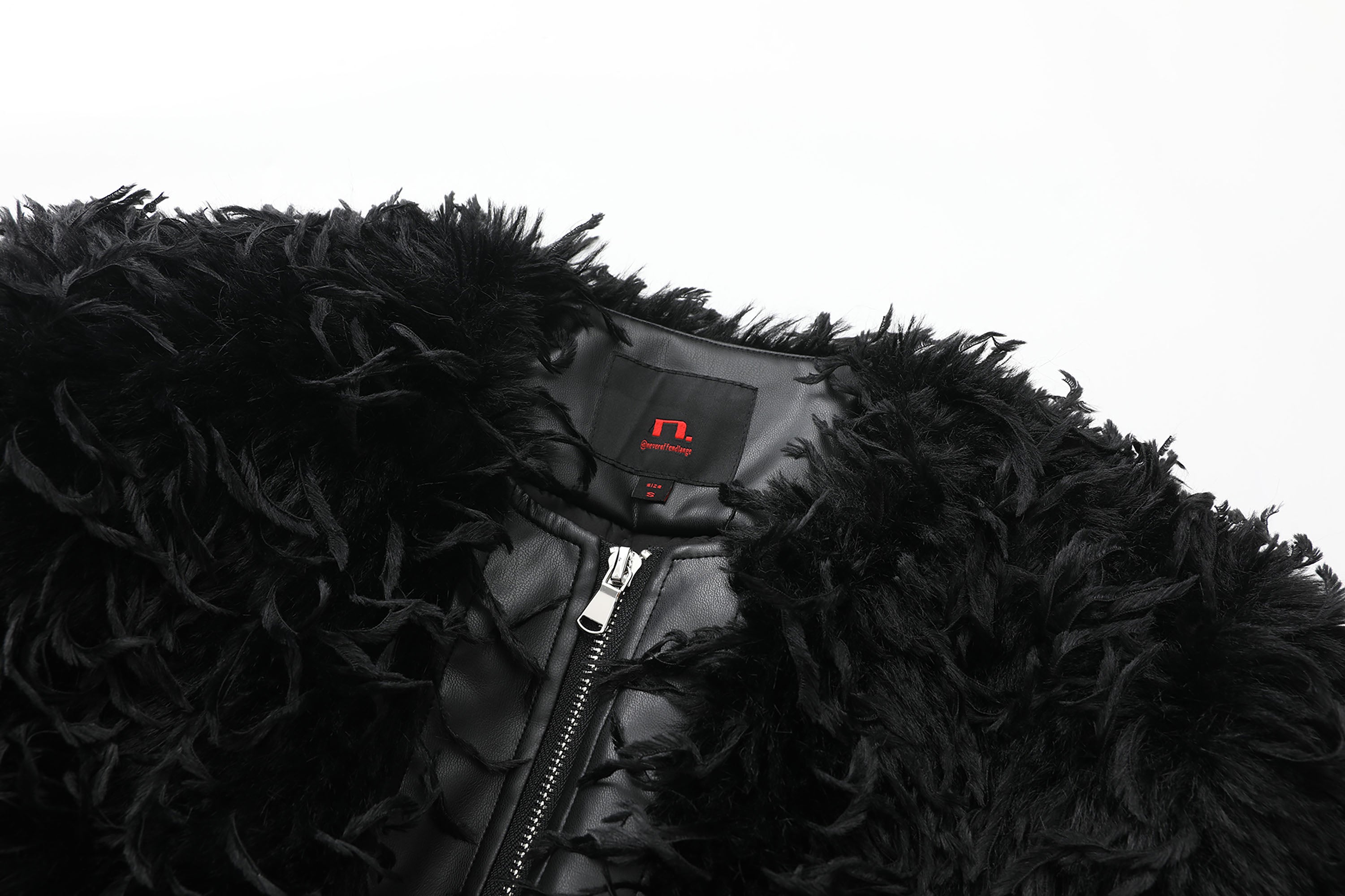 NEVER OFFEND L ANGEL Waisted Faux-Fur Spliced Faux Leather Jacket