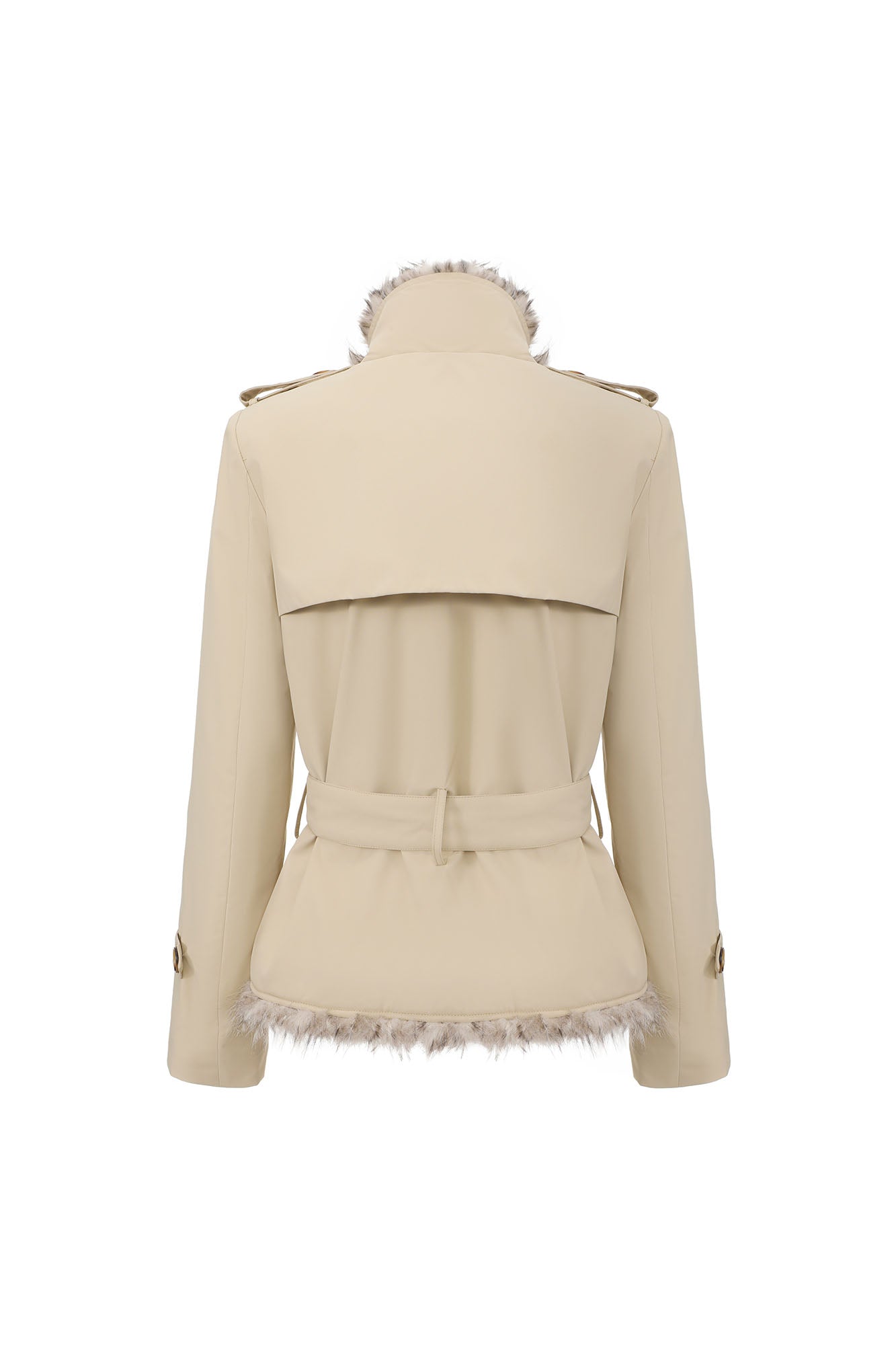 NEVER OFFEND L ANGEL Faux-Fur Trim Double-Breasted Military Set