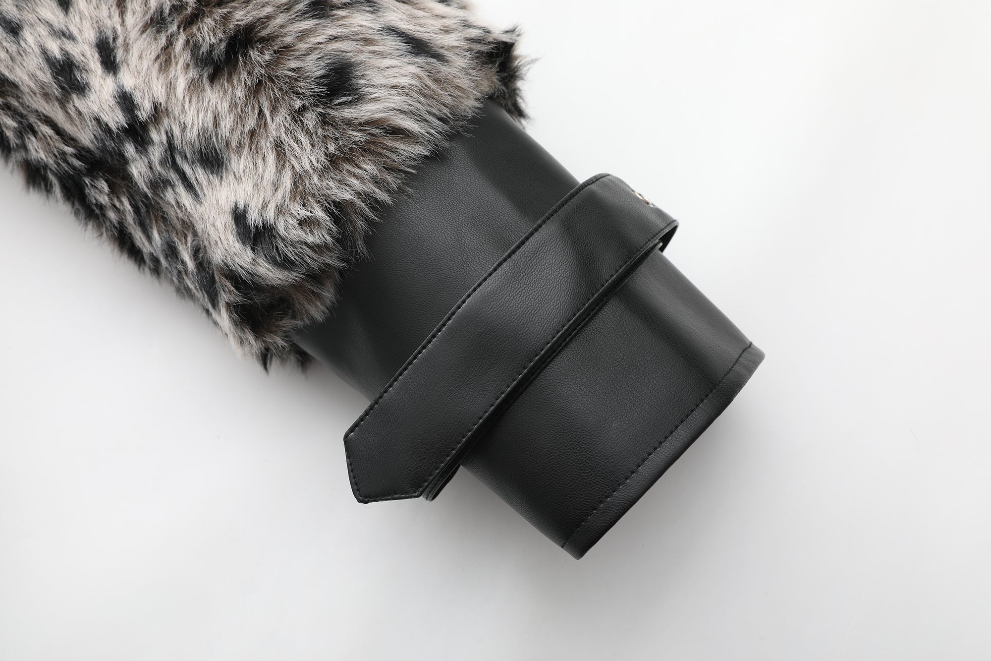 NEVER OFFEND L ANGEL Leopard Faux Fur Panel  Biker Jacket