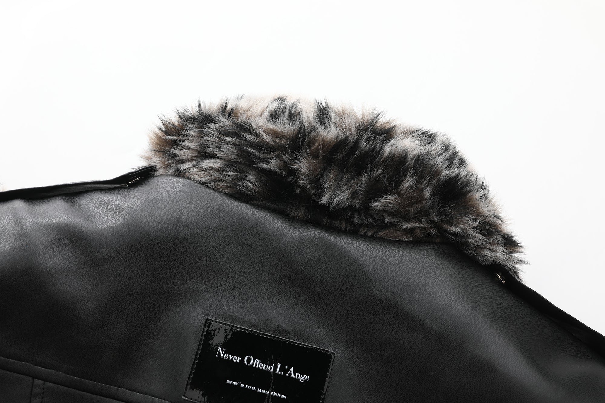 NEVER OFFEND L ANGEL Leopard Faux Fur Panel  Biker Jacket