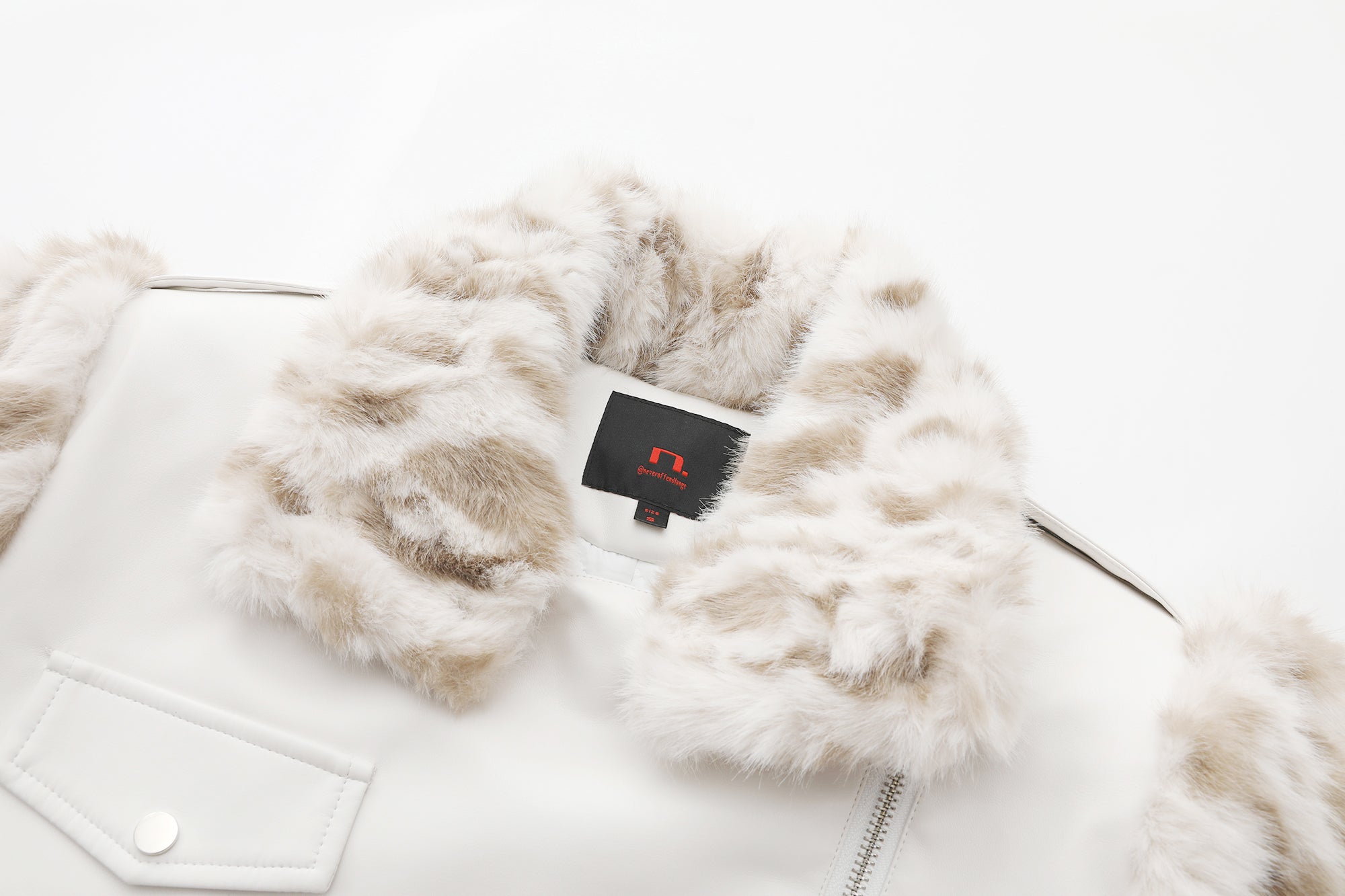 NEVER OFFEND L ANGEL Leopard Faux Fur Panel  Biker Jacket