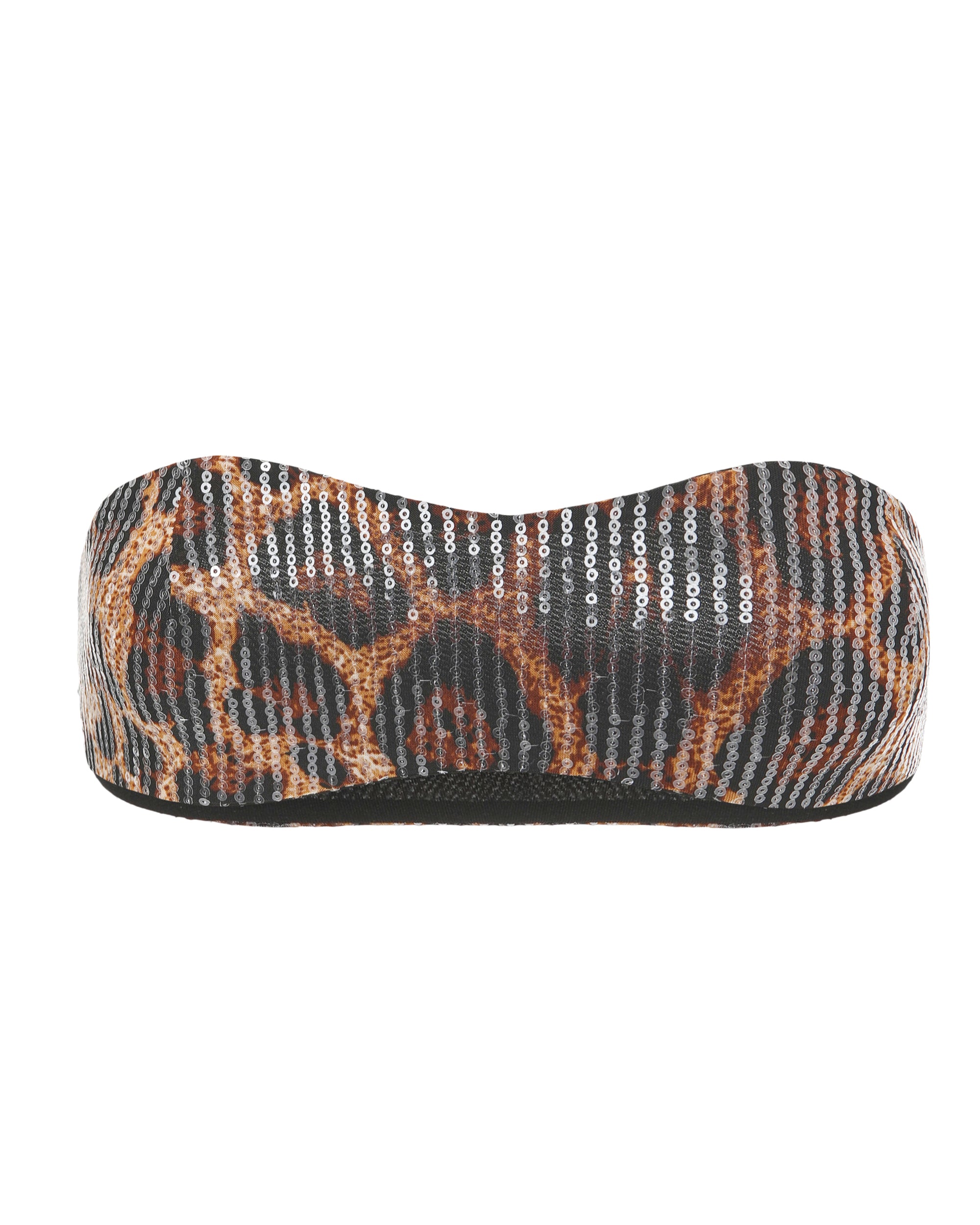 NEVER OFFEND L ANGEL Leopard Sequin Bandeau Top