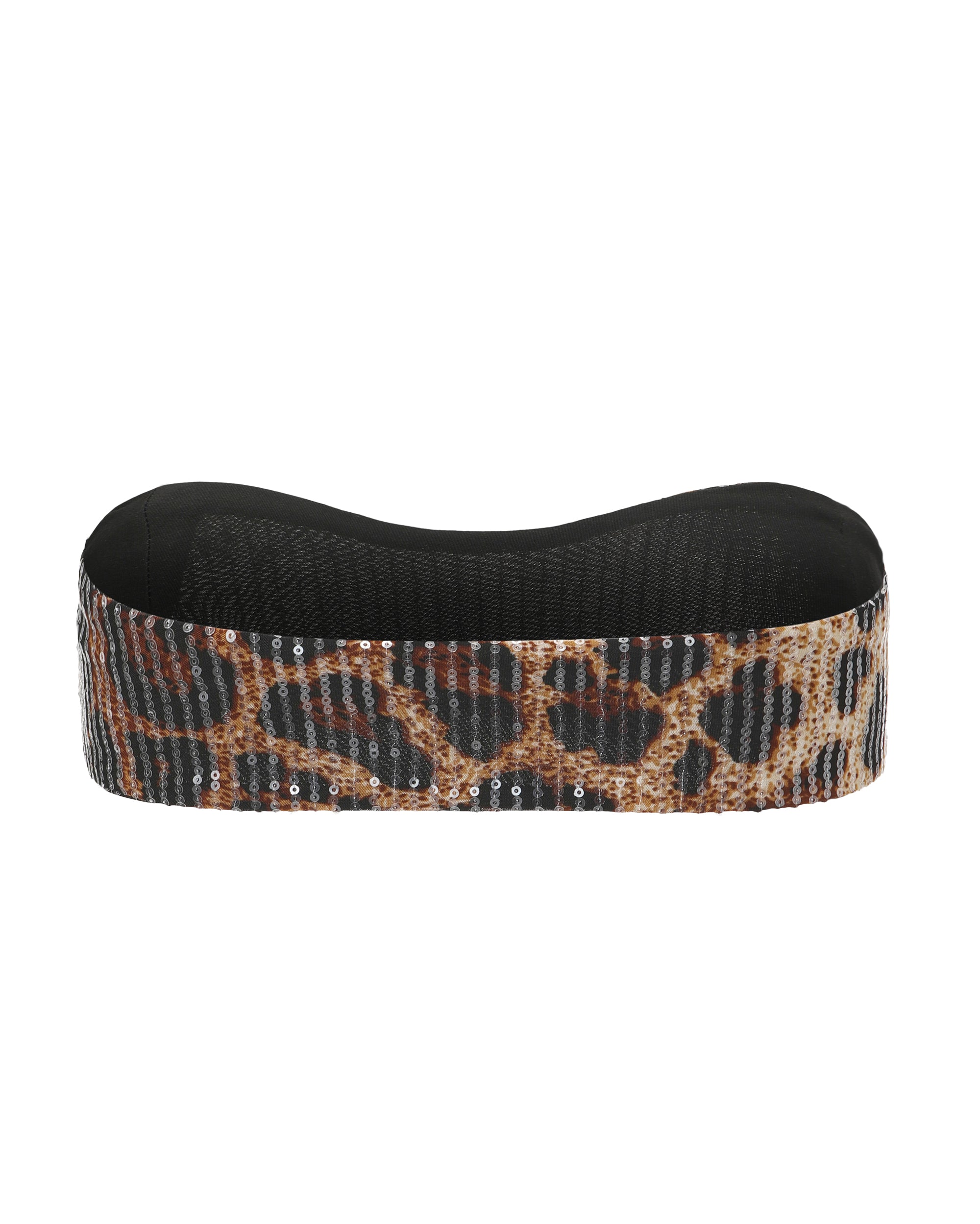 NEVER OFFEND L ANGEL Leopard Sequin Bandeau Top