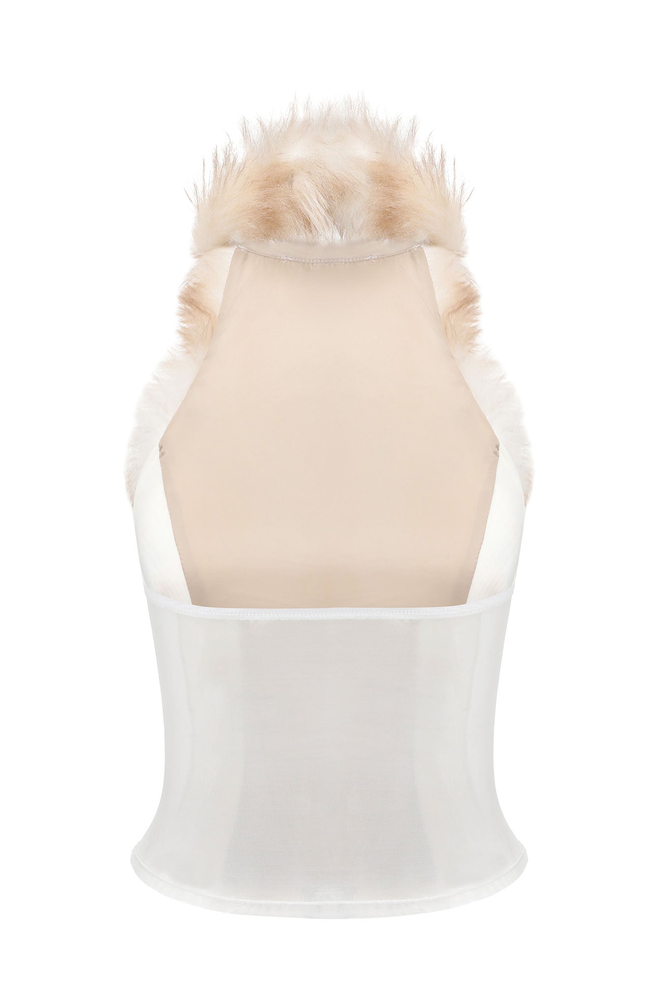 NEVER OFFEND L ANGEL Gradient Faux-Fur Halter Crop Top