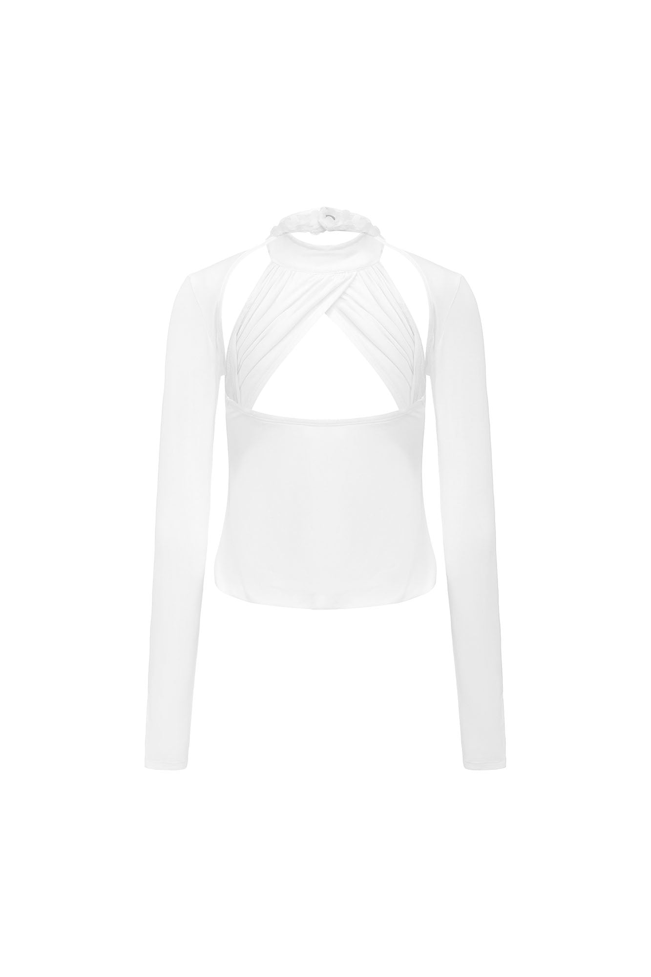 NEVER OFFEND L ANGEL Draped Cut-Out Backless Halter Top