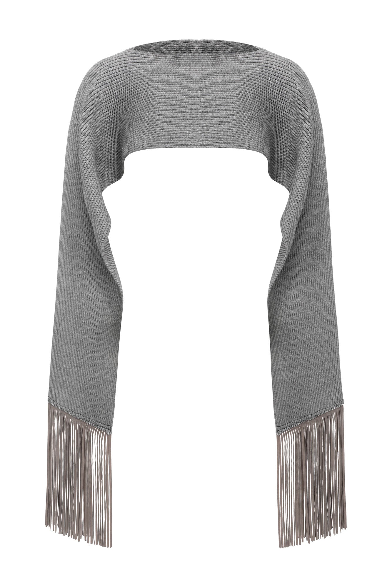 NEVER OFFEND L ANGEL Deep-V Knit Dress with Fringe Cape