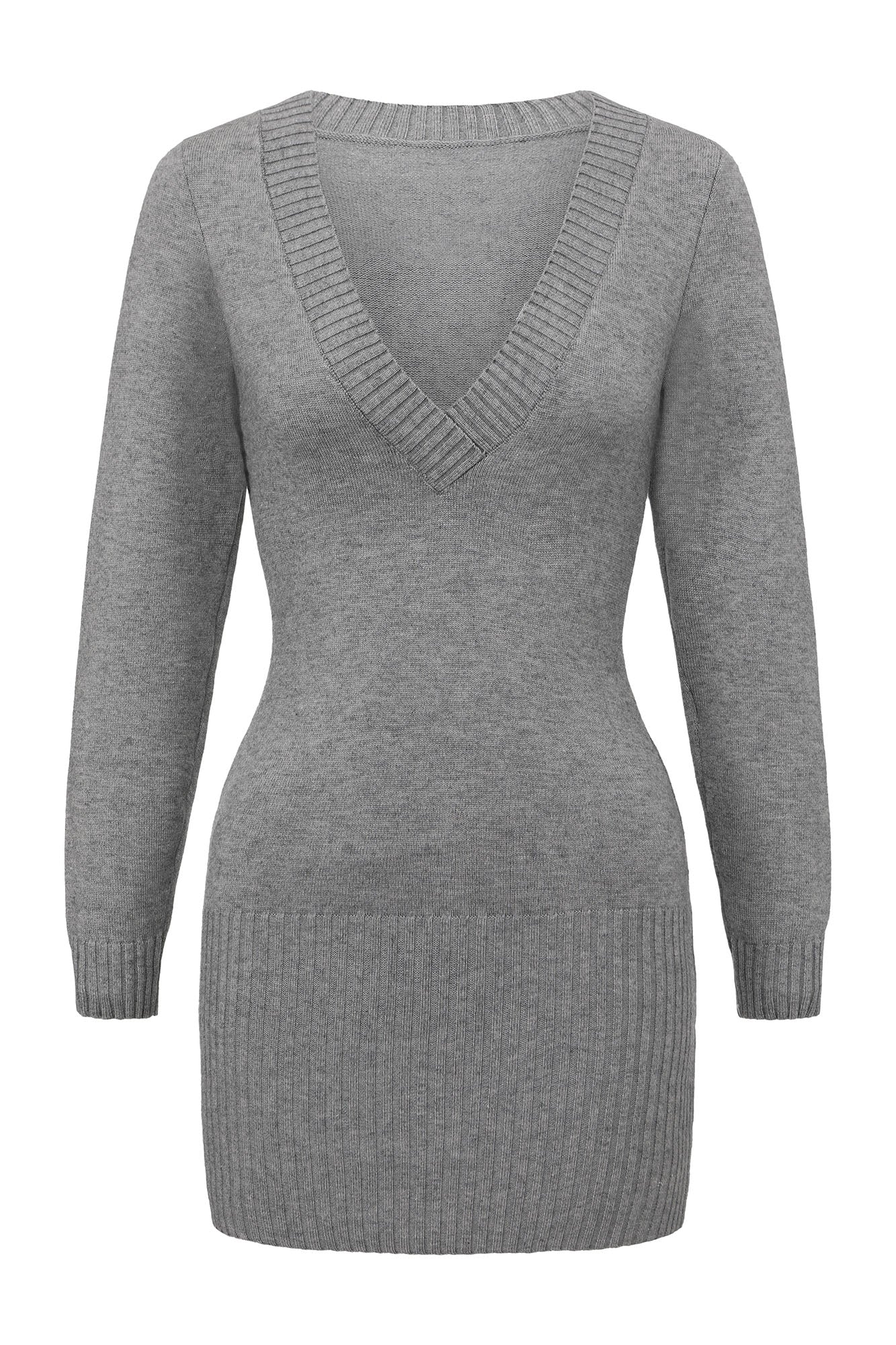 NEVER OFFEND L ANGEL Deep-V Knit Dress with Fringe Cape