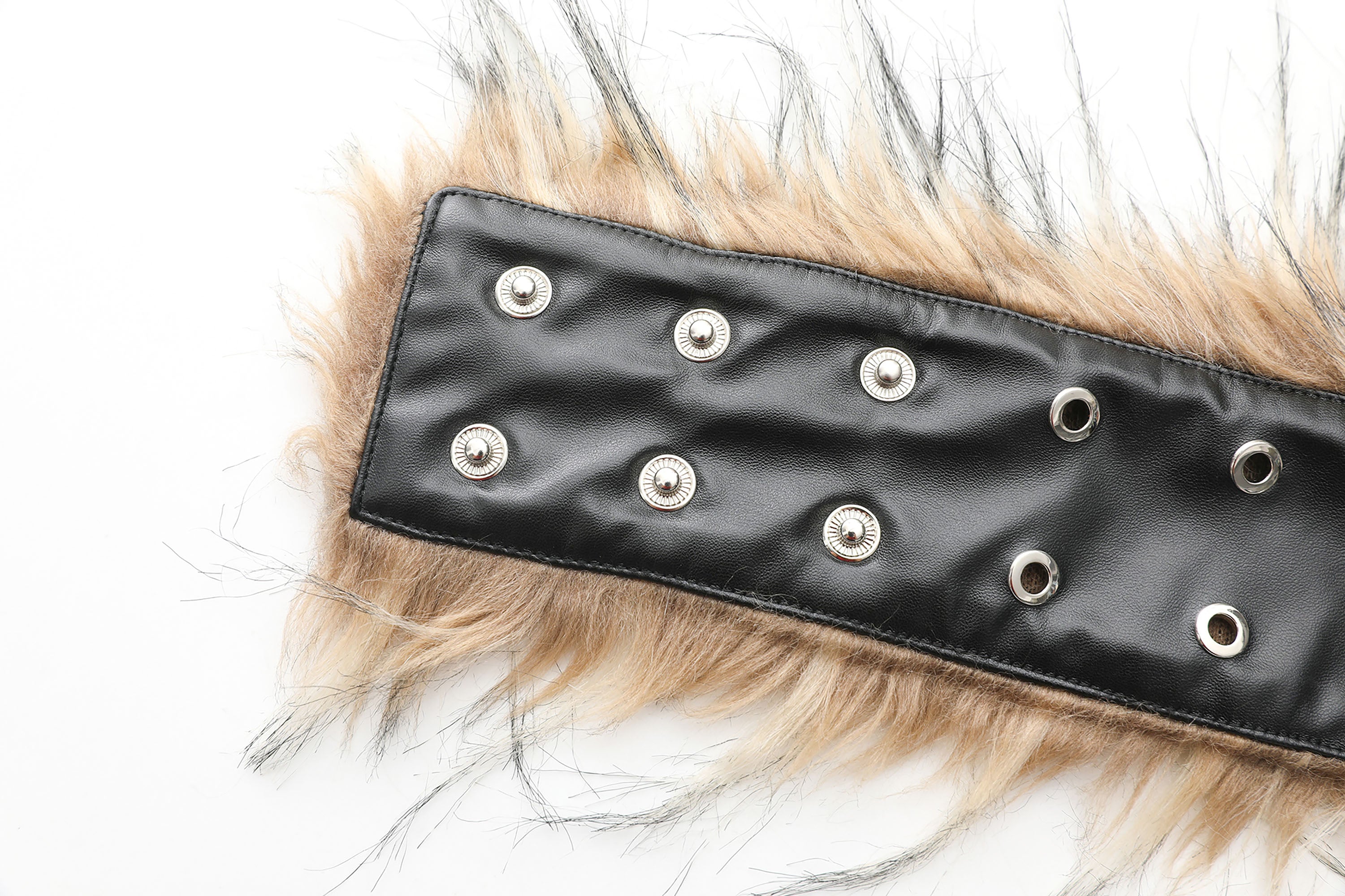 NEVER OFFEND L ANGEL Studded Faux Leather & Faux-Fur Choker