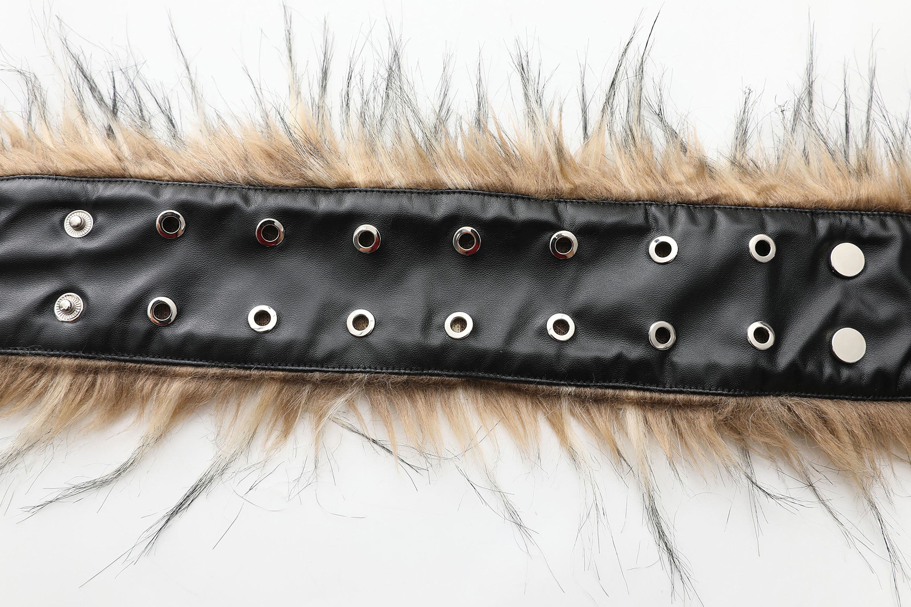NEVER OFFEND L ANGEL Studded Faux Leather & Faux-Fur Choker