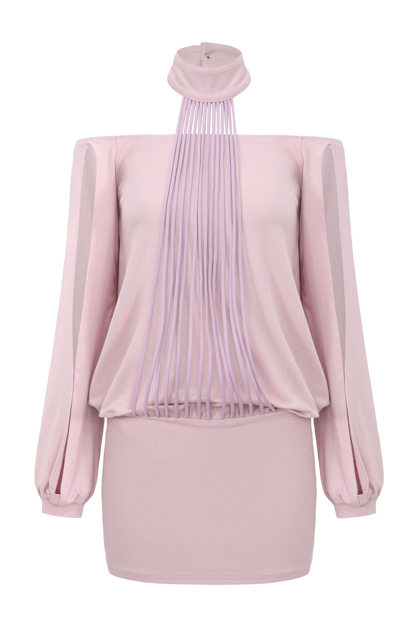 NEVER OFFEND L ANGEL Fringe Halter Off-Shoulder Open-Back Mini Dress