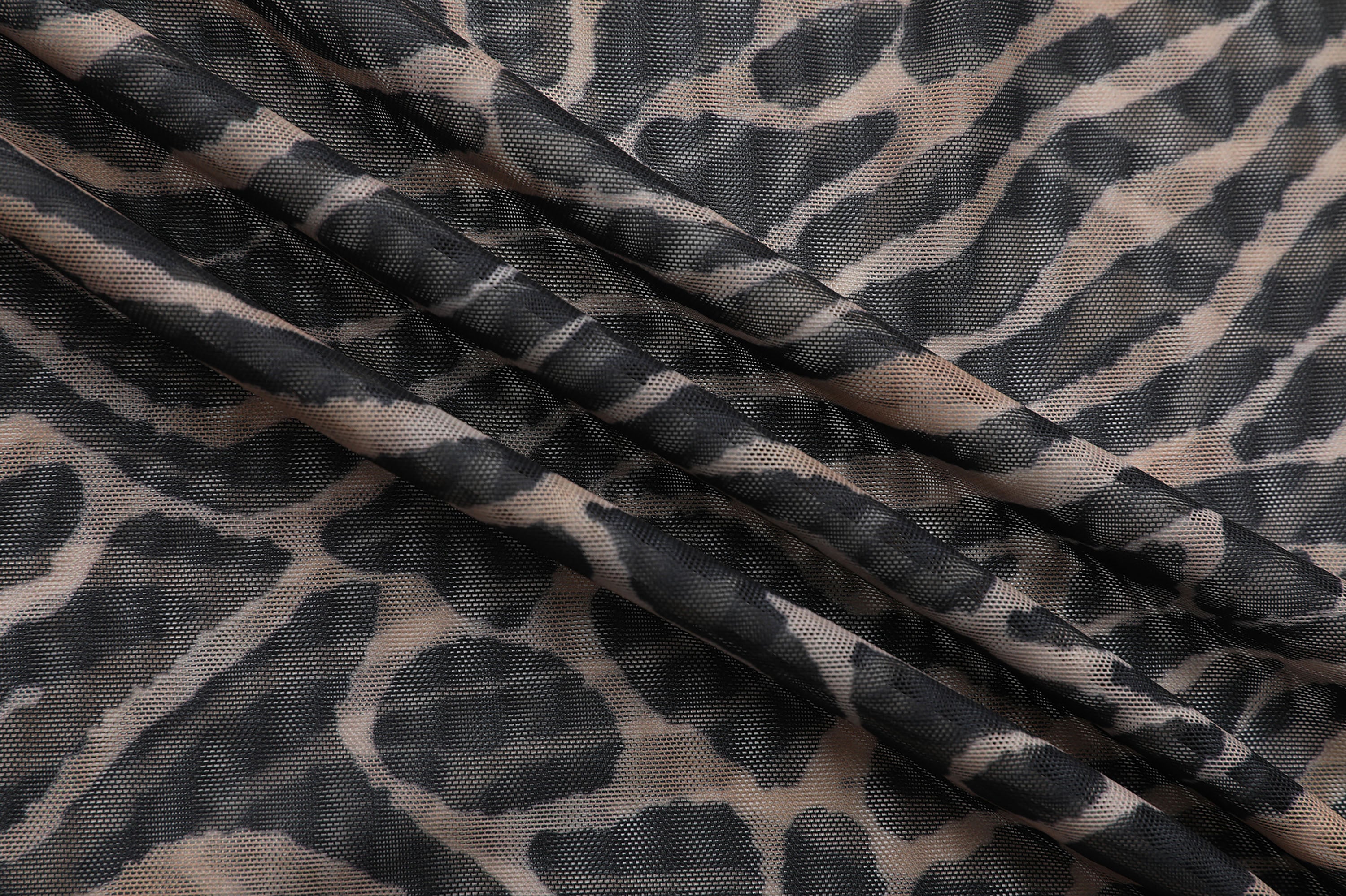 NEVER OFFEND L ANGEL Leopard Mesh-Paneled Halter Bustier Dress