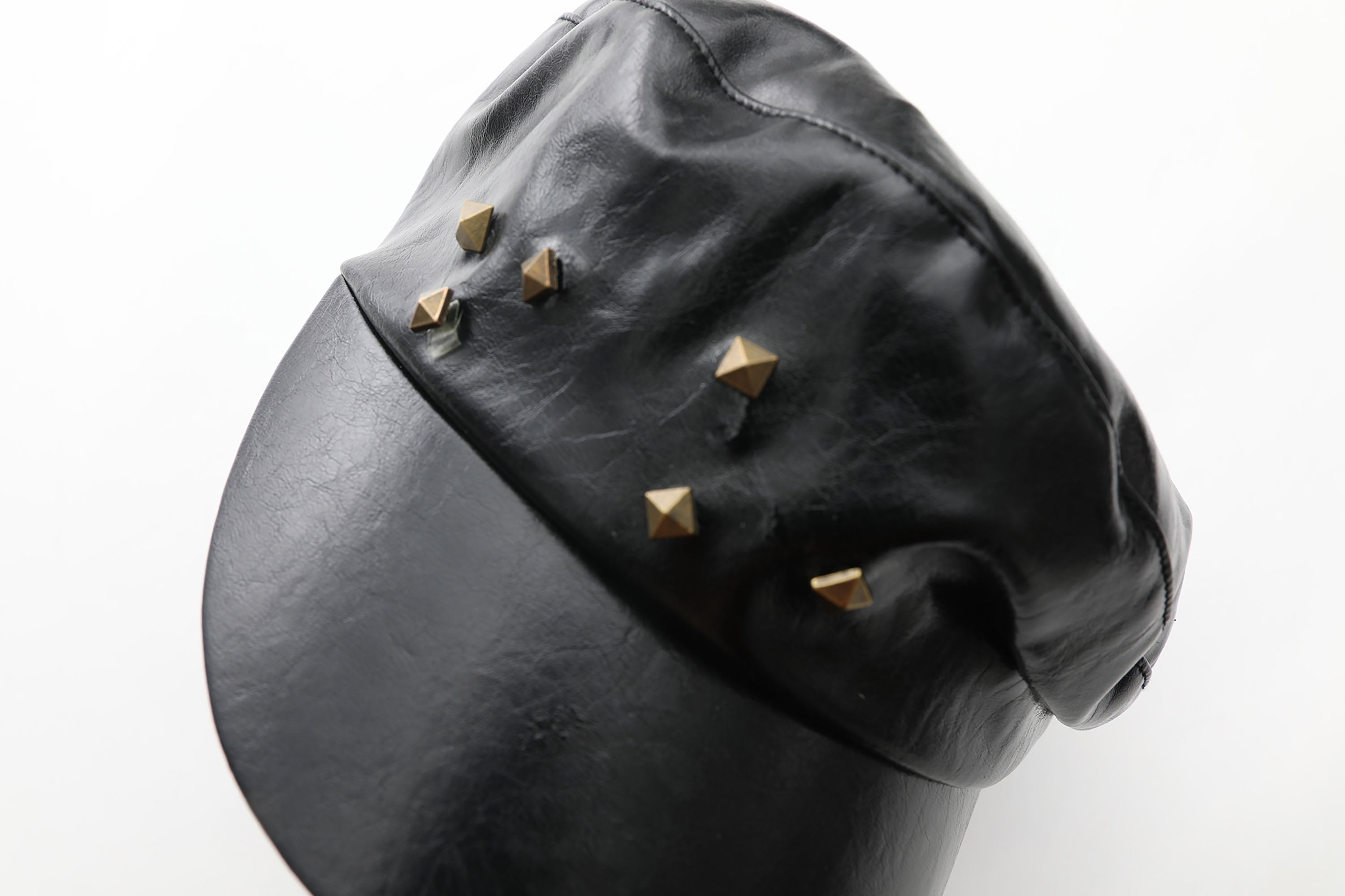 NEVER OFFEND L ANGEL Studded Faux Leather Newsboy Cap