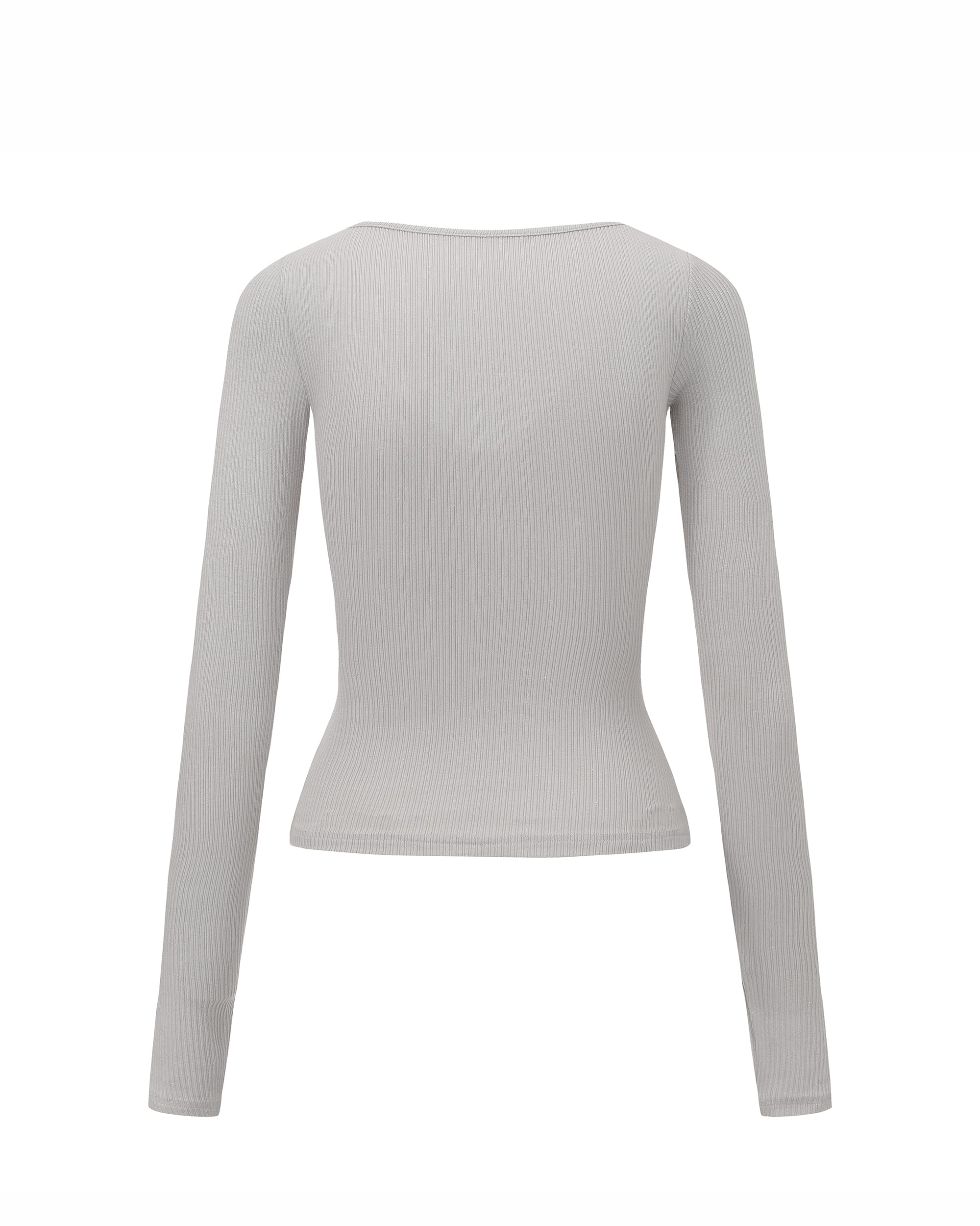 NEVER OFFEND L ANGEL Sparkle Fringe V-Neck Long-Sleeve Top