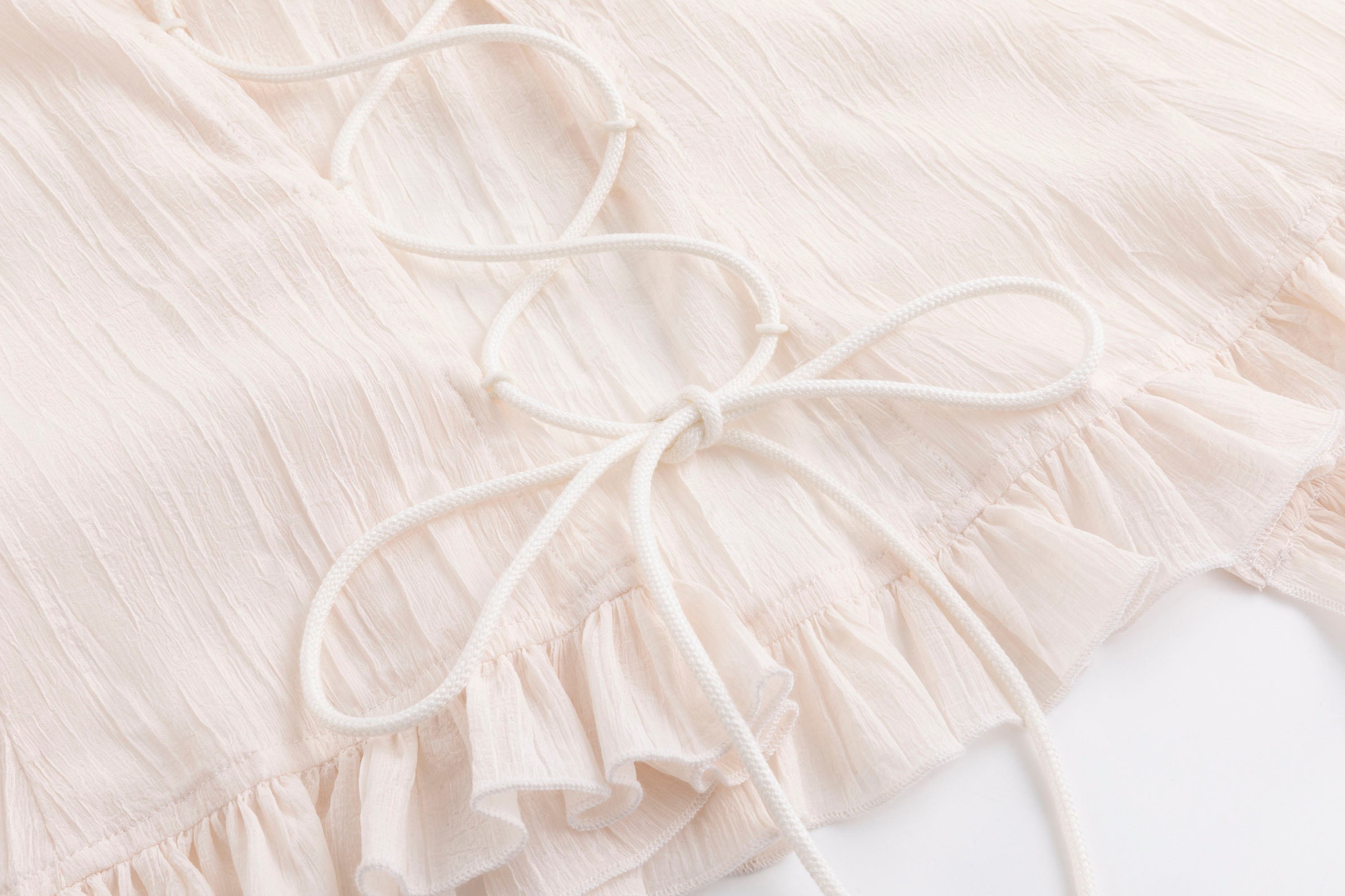 CESTNOUS Crinkled Ruffle Sheer Blouse
