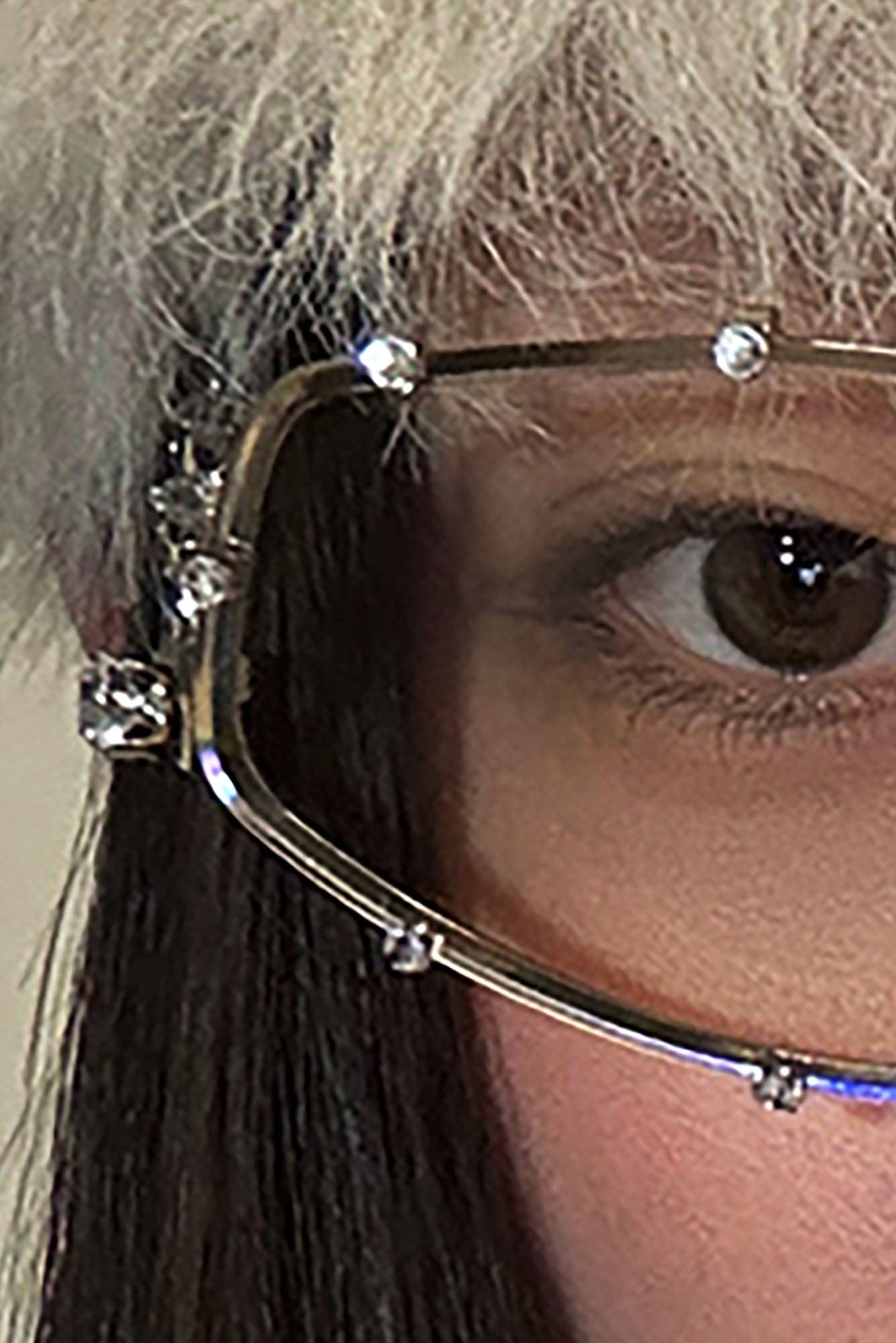 DAMAGE ASIA Embellished Crystal-Rim Angular Glasses, premium urban and streetwear designers apparel on PROJECTISR.com, DAMAGE ASIA