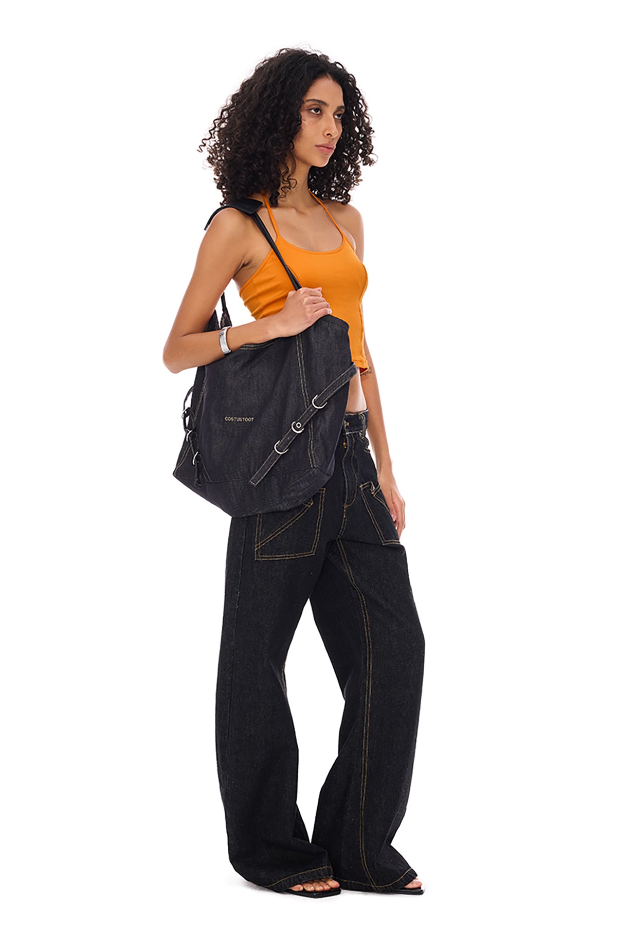 COSTUSTOOT Raw Denim Single-Shoulder Tote Bag