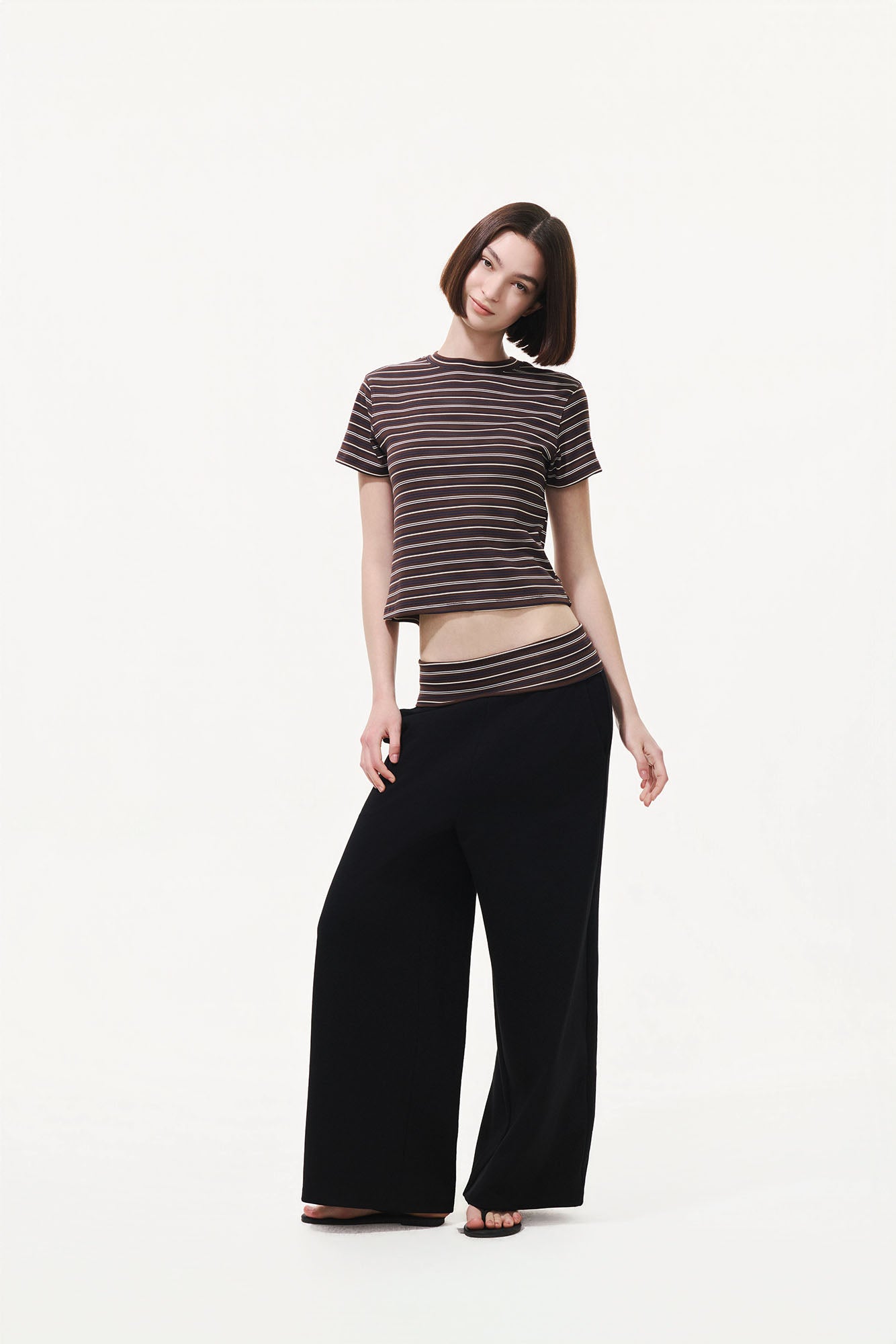 ARTIFICIAL WORLD Striped-Waistband Wide-Leg Sweatpants