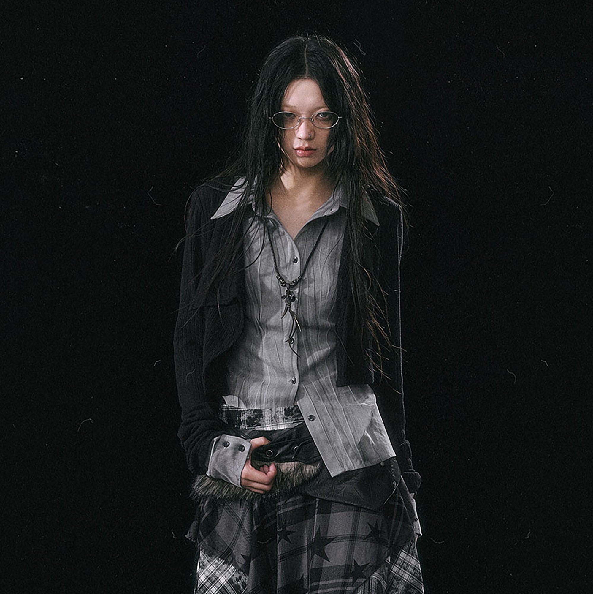 CESTNOUS Faux Layered Knit Panel Shirt