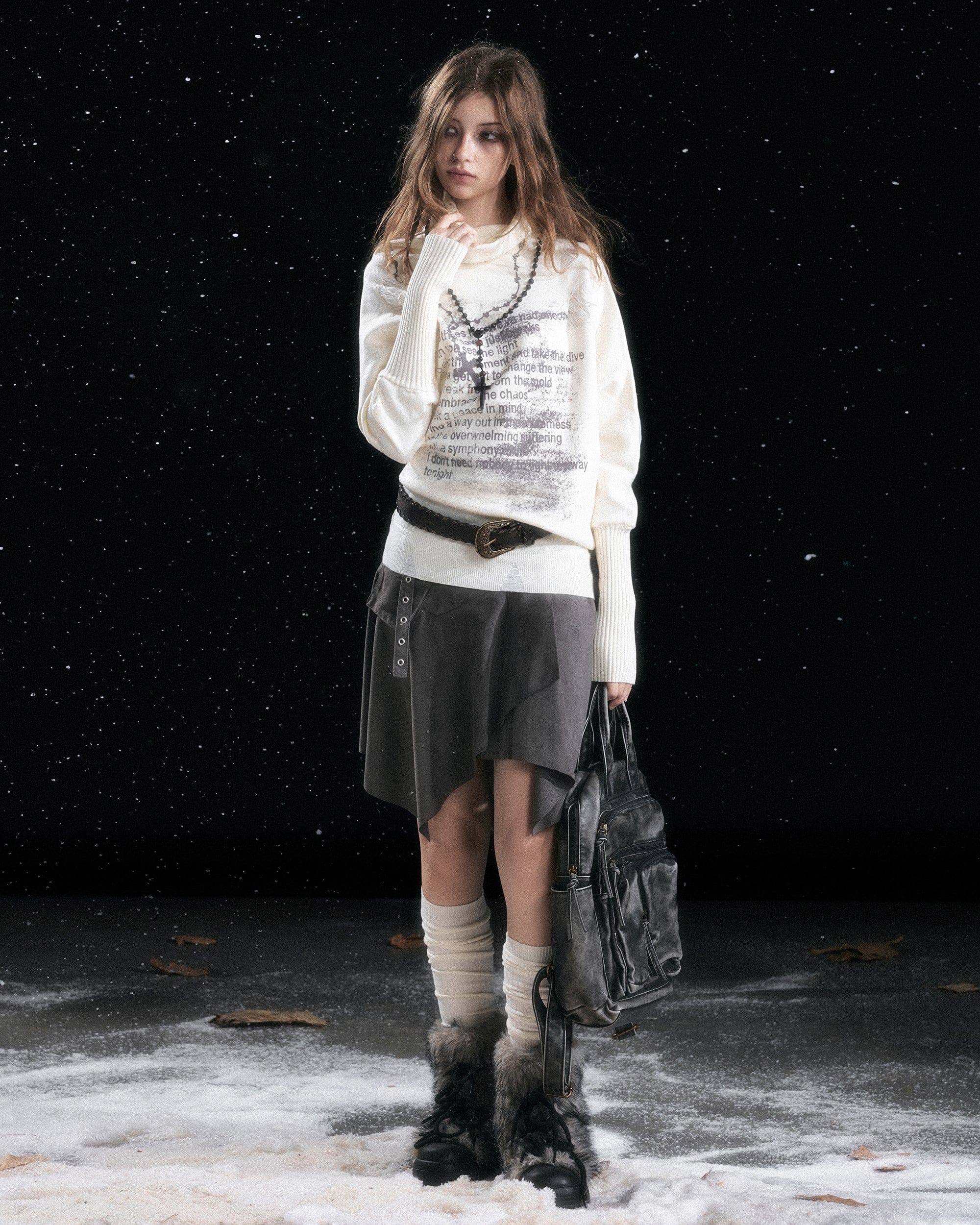 CESTNOUS Asymmetric Batwing Turtleneck Sweater