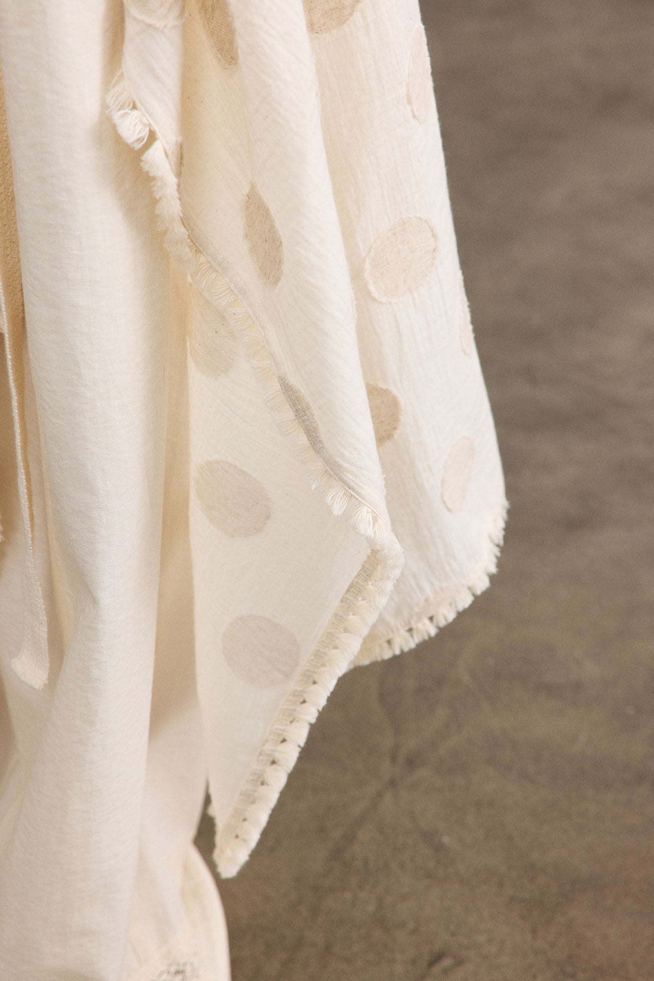 SAME FLOW Asymmetrical Dot Fringe-Trim Tie Skirt