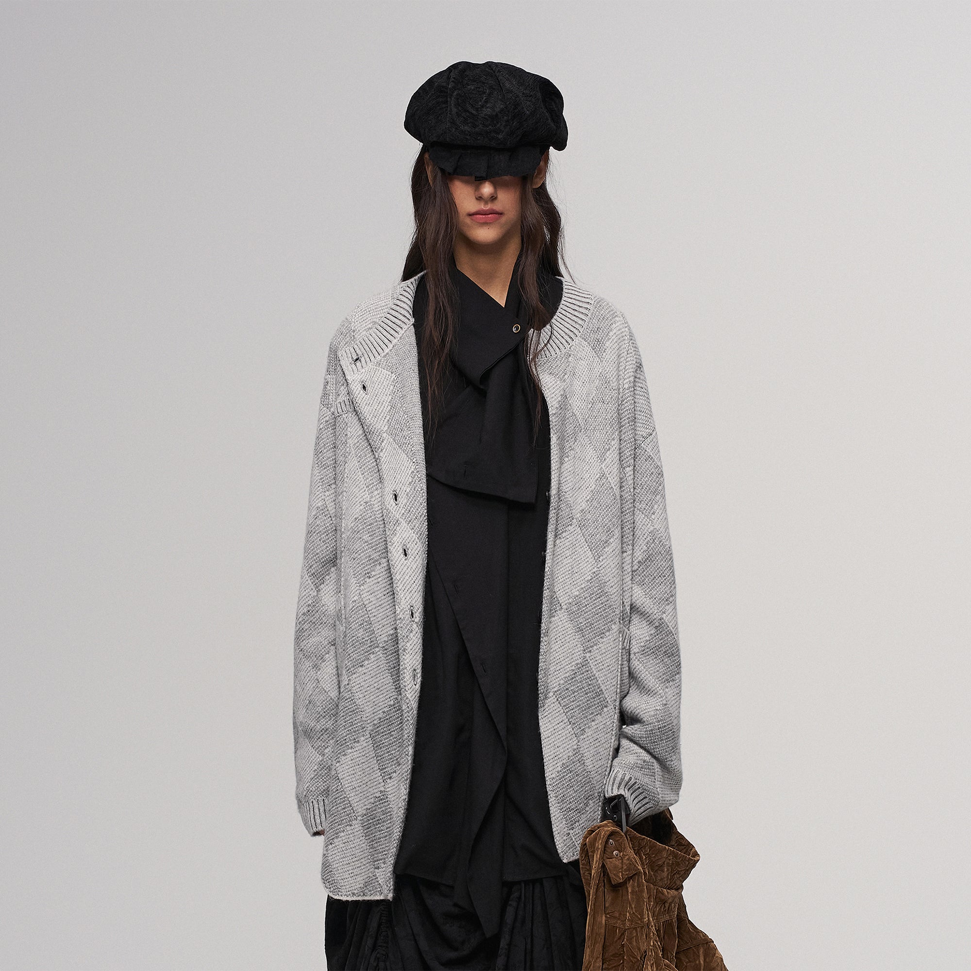 ILNya Nieternite Nifutur Wool-Blend Argyle Jacquard Cardigan Gray