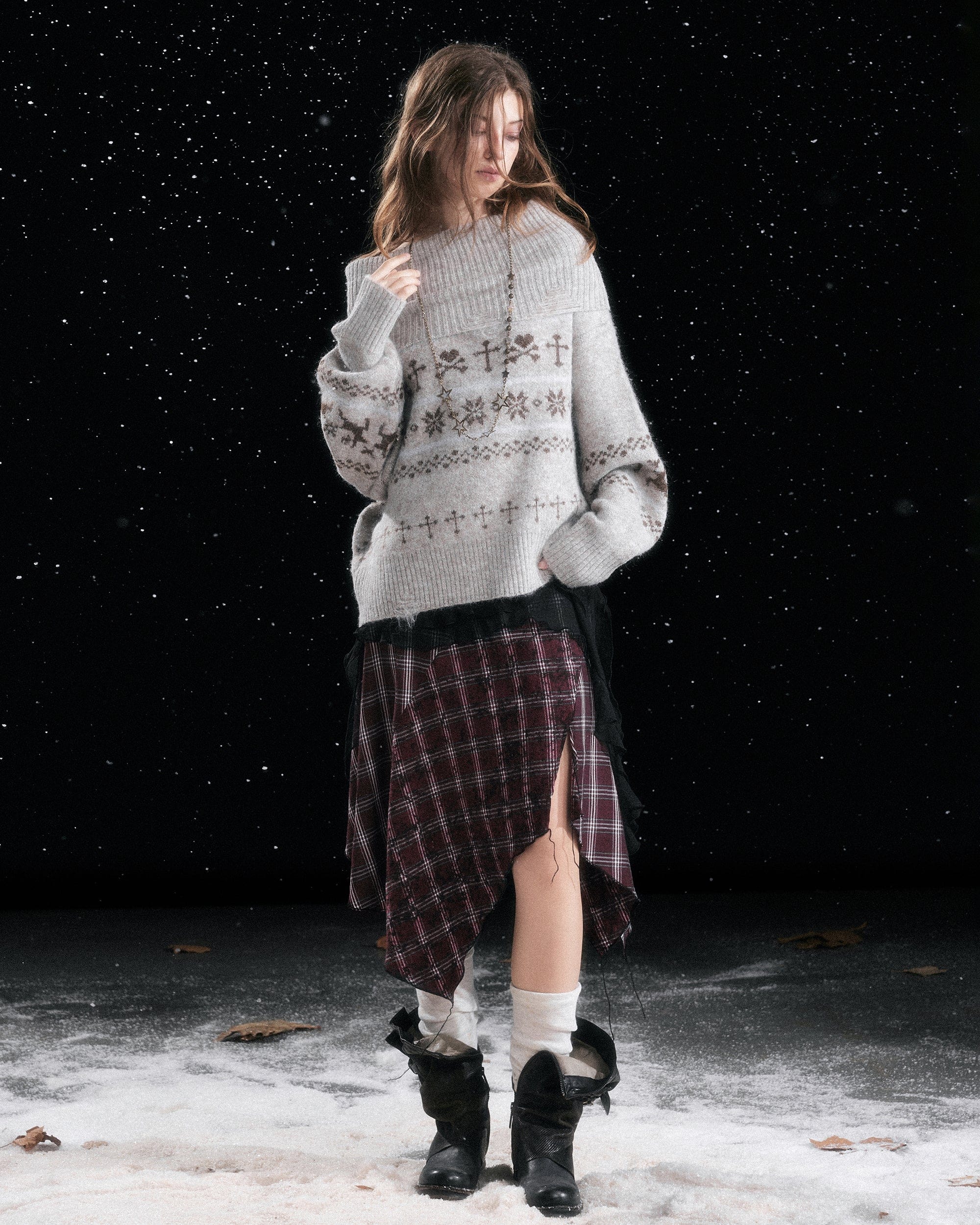 CESTNOUS Fair Isle Slouchy Oversized Sweater