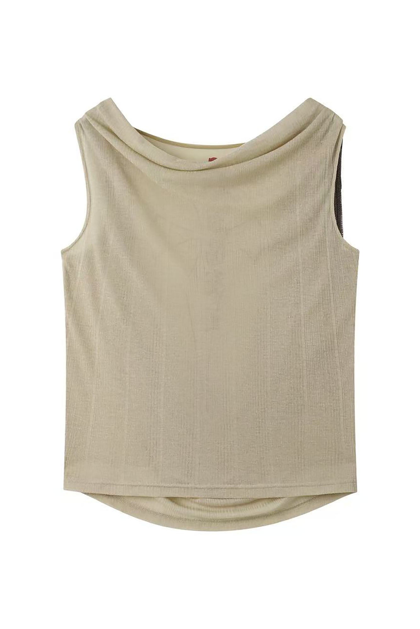 NONAME SPACE Draped Mesh Cross Graphic Top