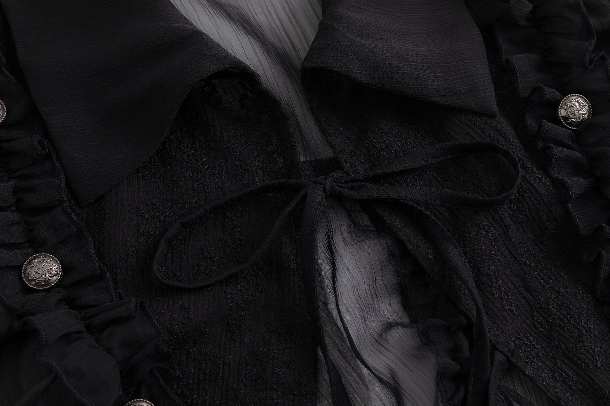 CESTNOUS Ruffle Lace-Panel Bell-Sleeve Shirt