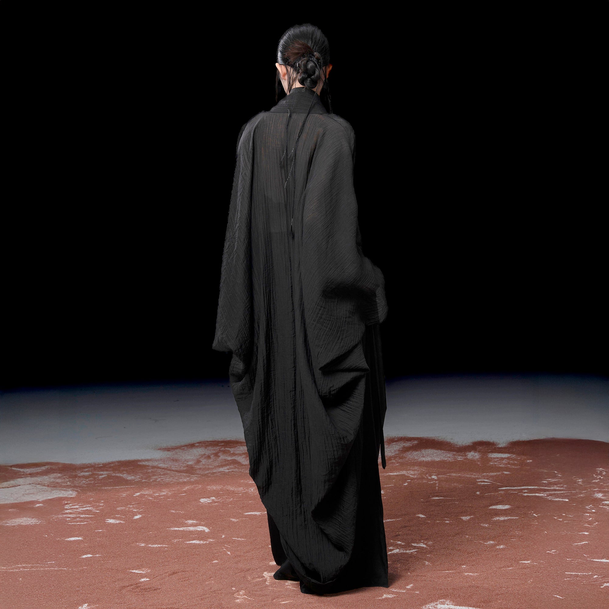 WUHEYIZUO Crinkled Cocoon Longline Shawl