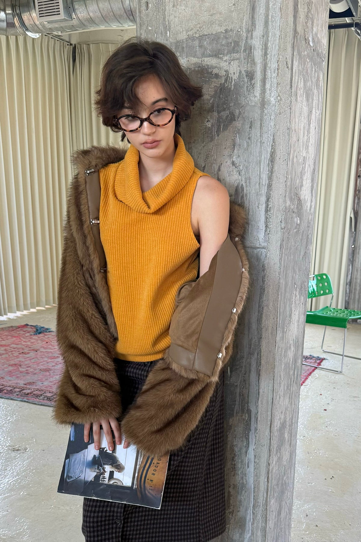LVETONG Ombre Two-Tone Faux Fur Jacket