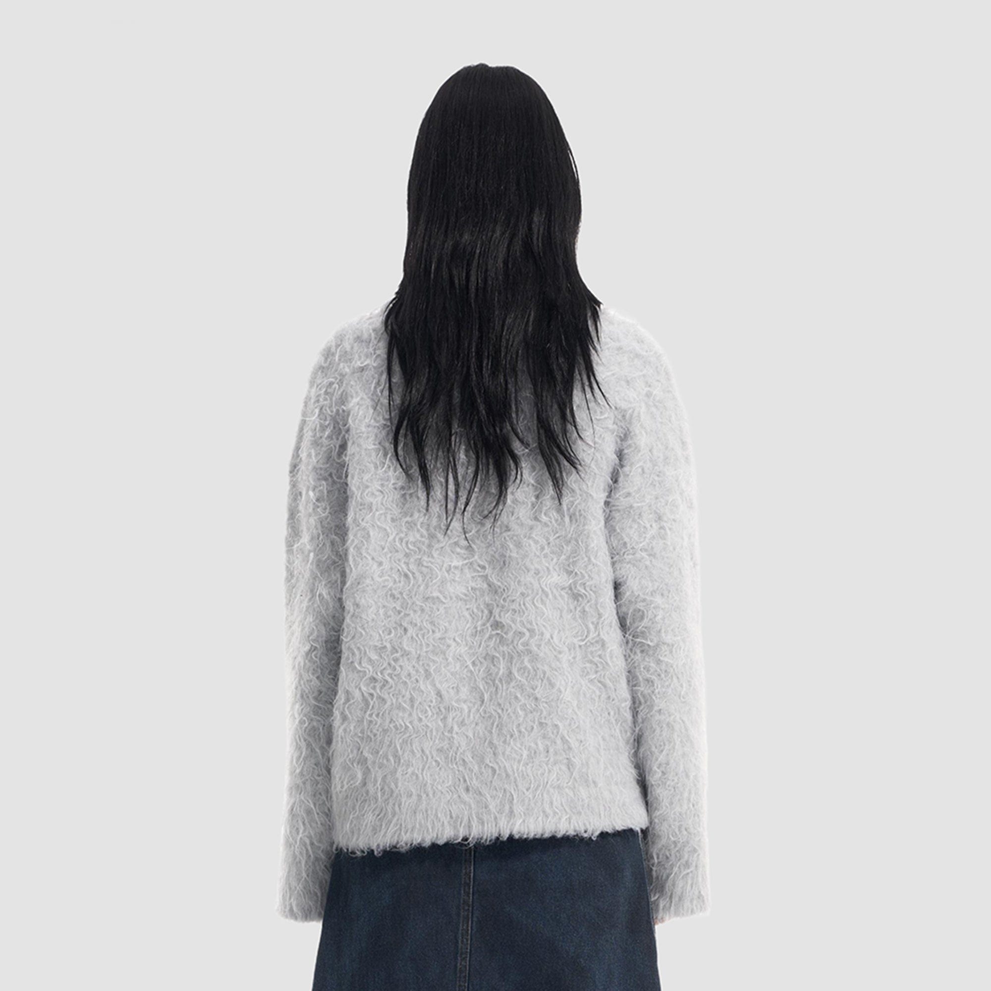 VANN VALRENCE Fuzzy Cat Intarsia Mohair Sweater