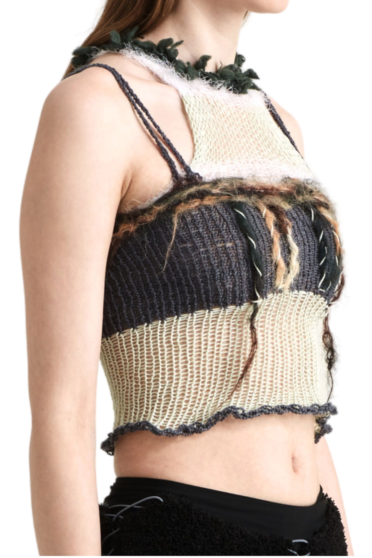 JUEJUEWORKS Deconstructed Open-Knit Paneled Cami Top