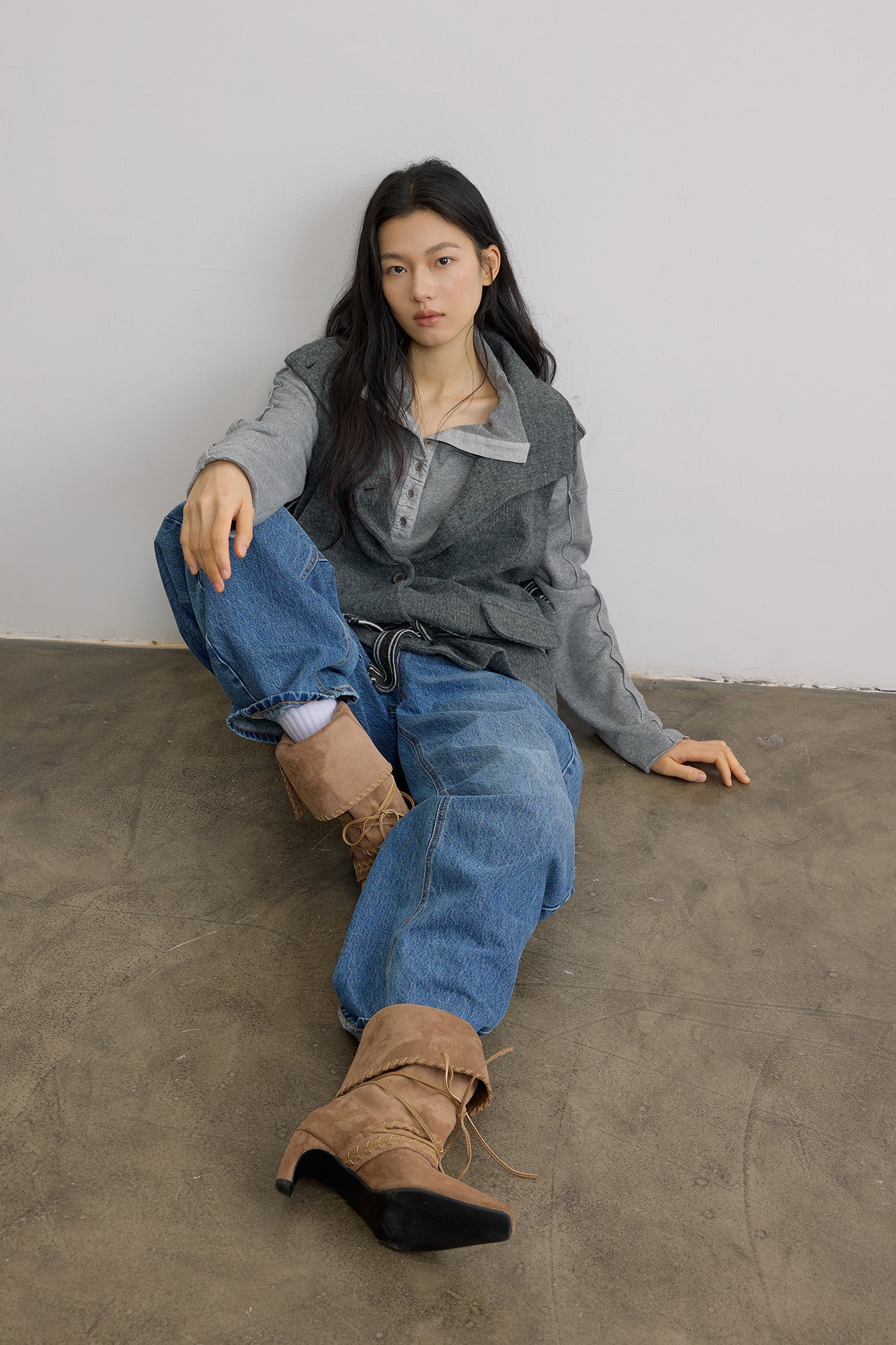 SAME FLOW Belted Reversible Wool-Blend Knit Vest