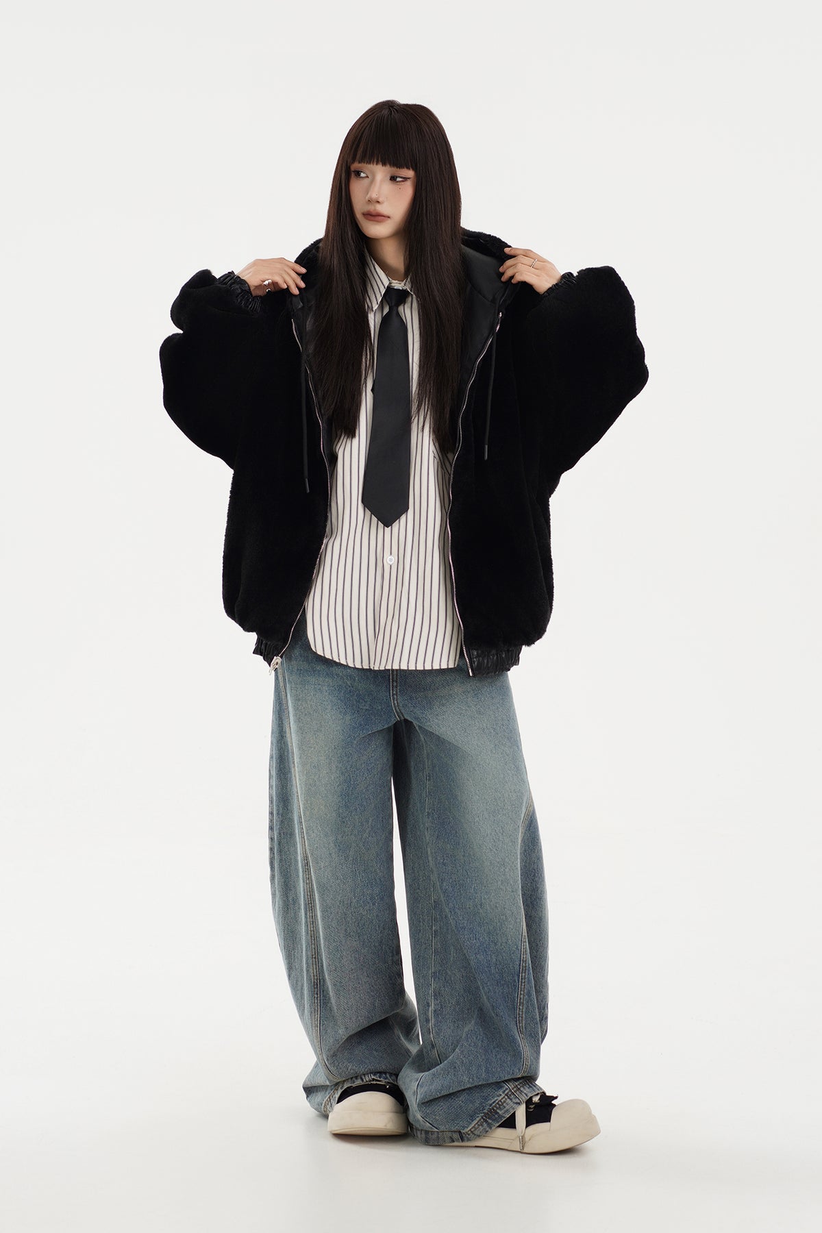 FREE CENTER Reversible Faux Fur Hooded Jacket