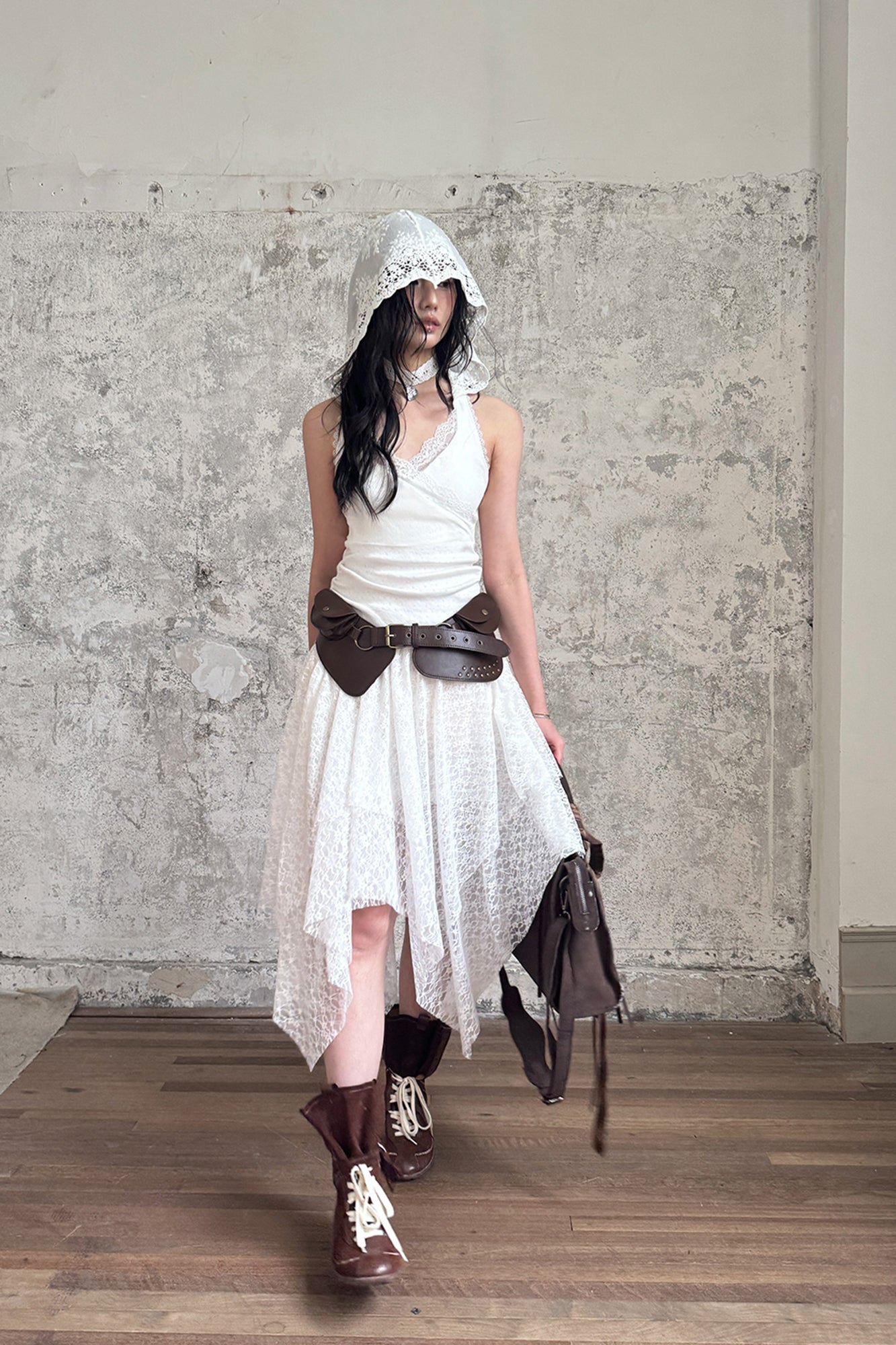 RIDK Floral Lace Handkerchief Skirt