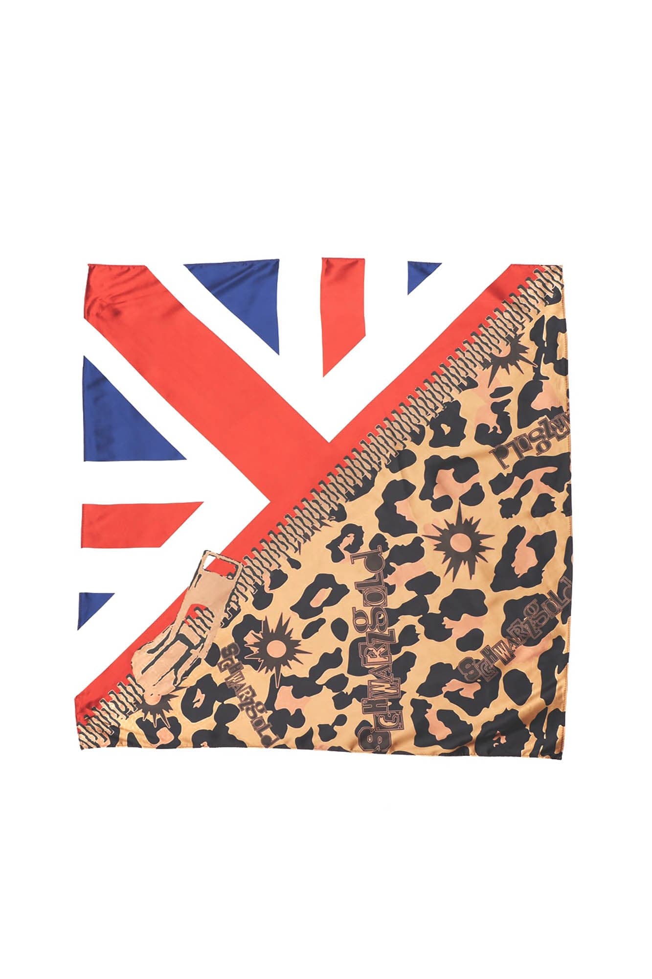 SCHWARZGOLD Leopard Union Flag Full-Printed Headscarf, premium urban and streetwear designers apparel on PROJECTISR.com, SCHWARZGOLD