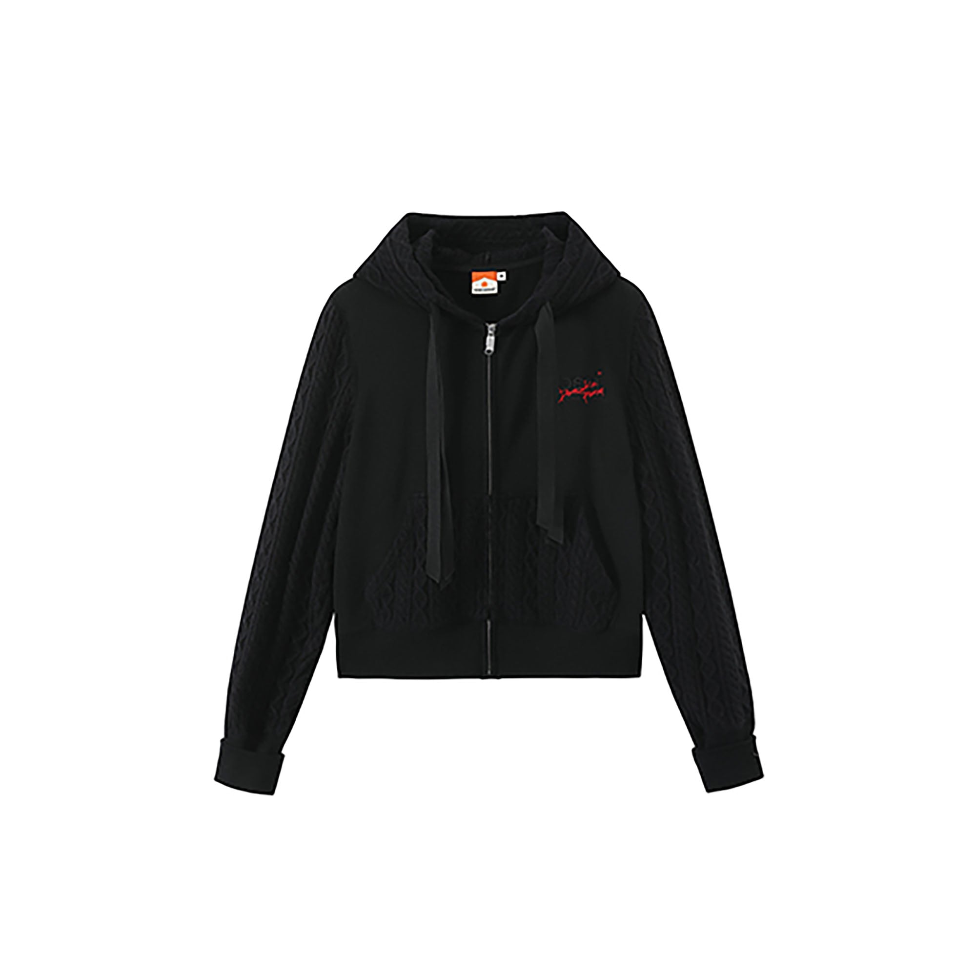 DONSMOKE Spliced Cable-Knit Zip-Up Hoodie