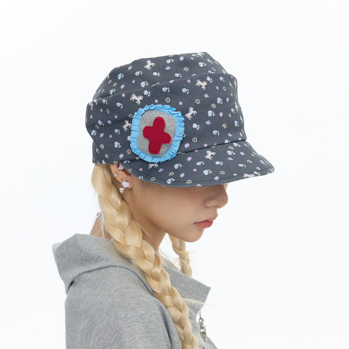BETWEENAND Pony Full-Print Denim Cadet Cap
