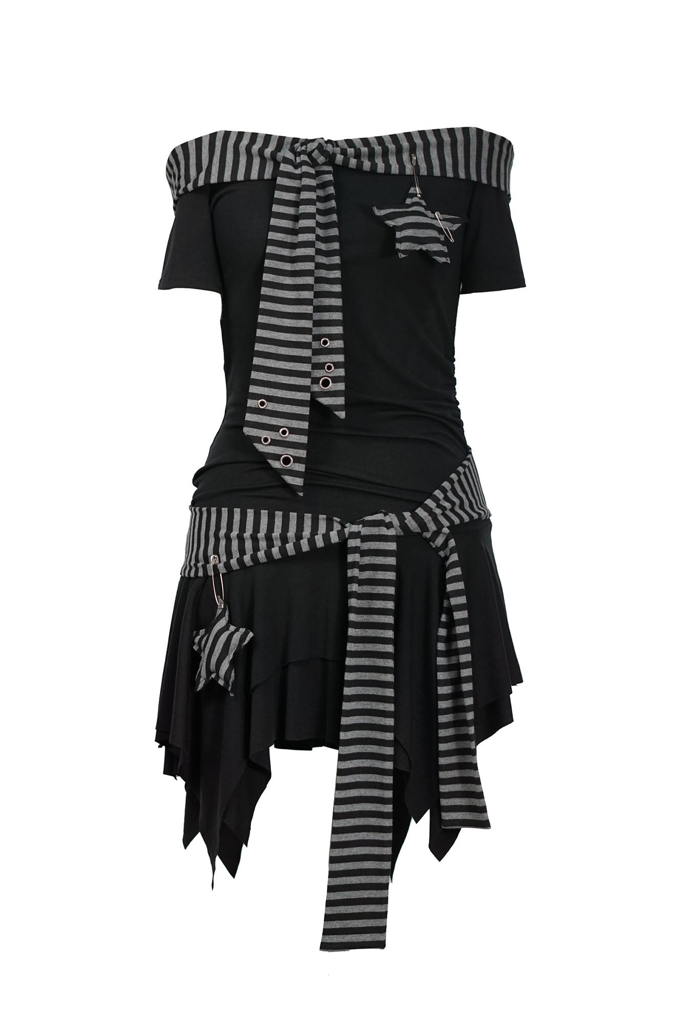 CESTNOUS Deconstructed Striped Star Pin Dress