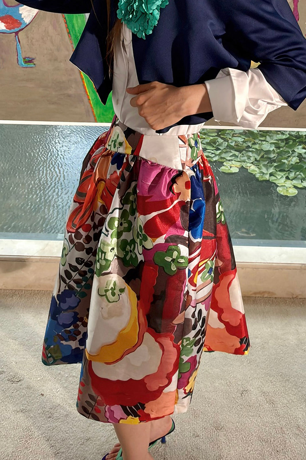 WINGFREE Full-Print Floral Midi Skirt