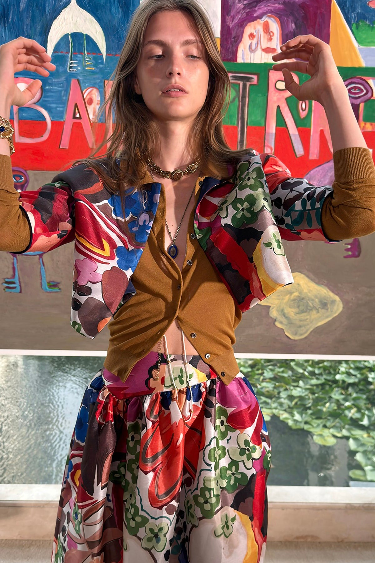 WINGFREE Reversible Floral Cropped Jacket