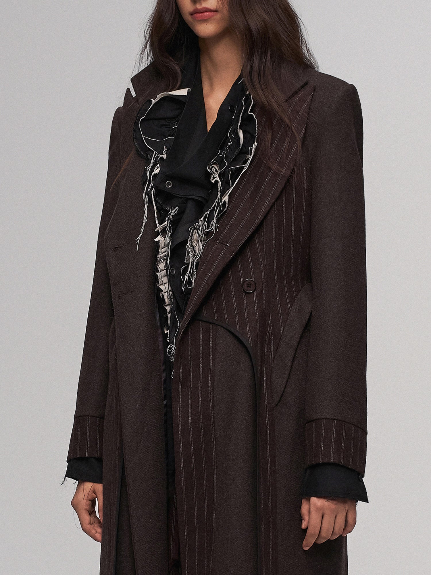 ILNya Nieternite Nifutur Tailored Stripe Paneled Wool-Blend Coat