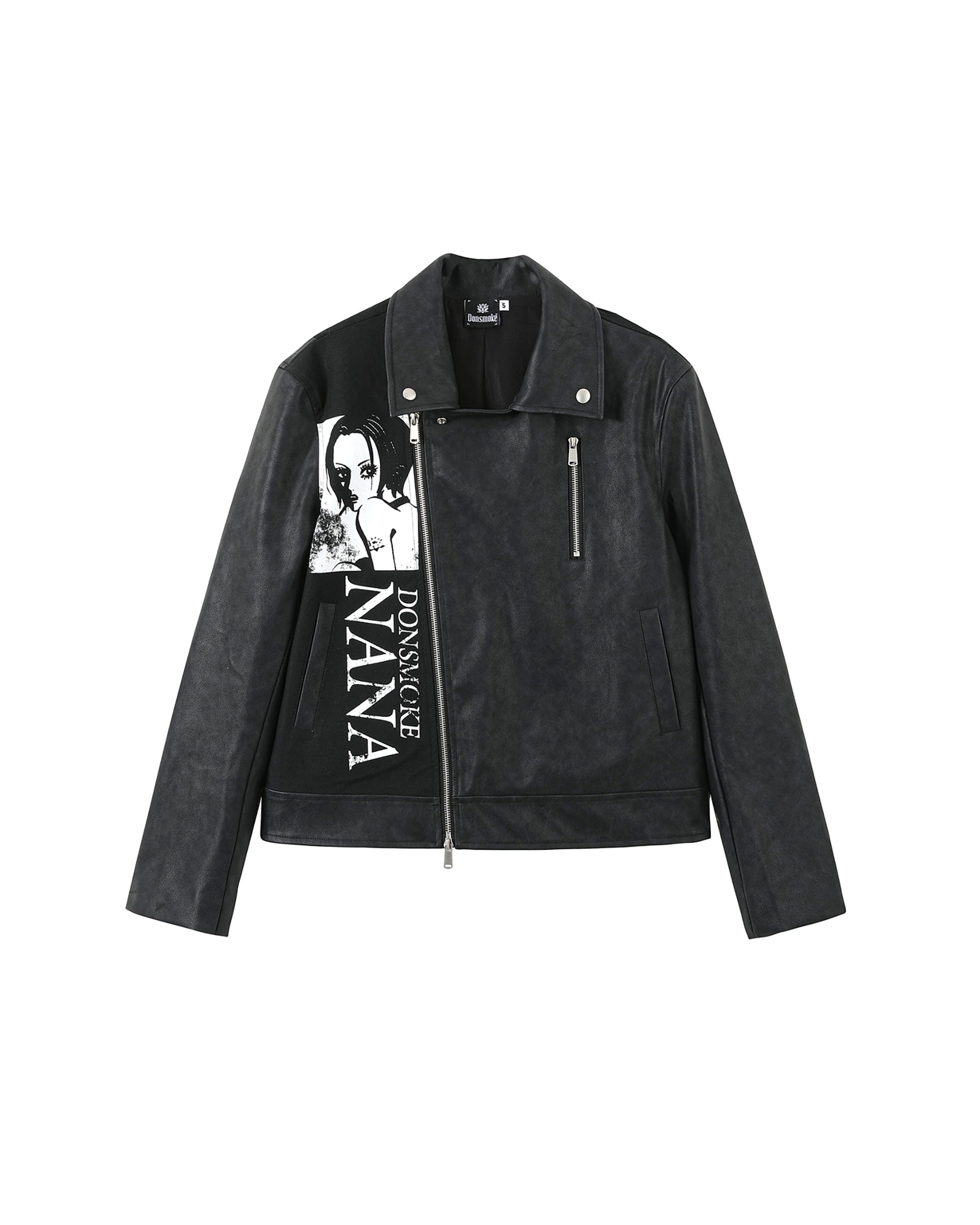 DONSMOKE × NANA Asym Zip Faux Leather Biker Jacket