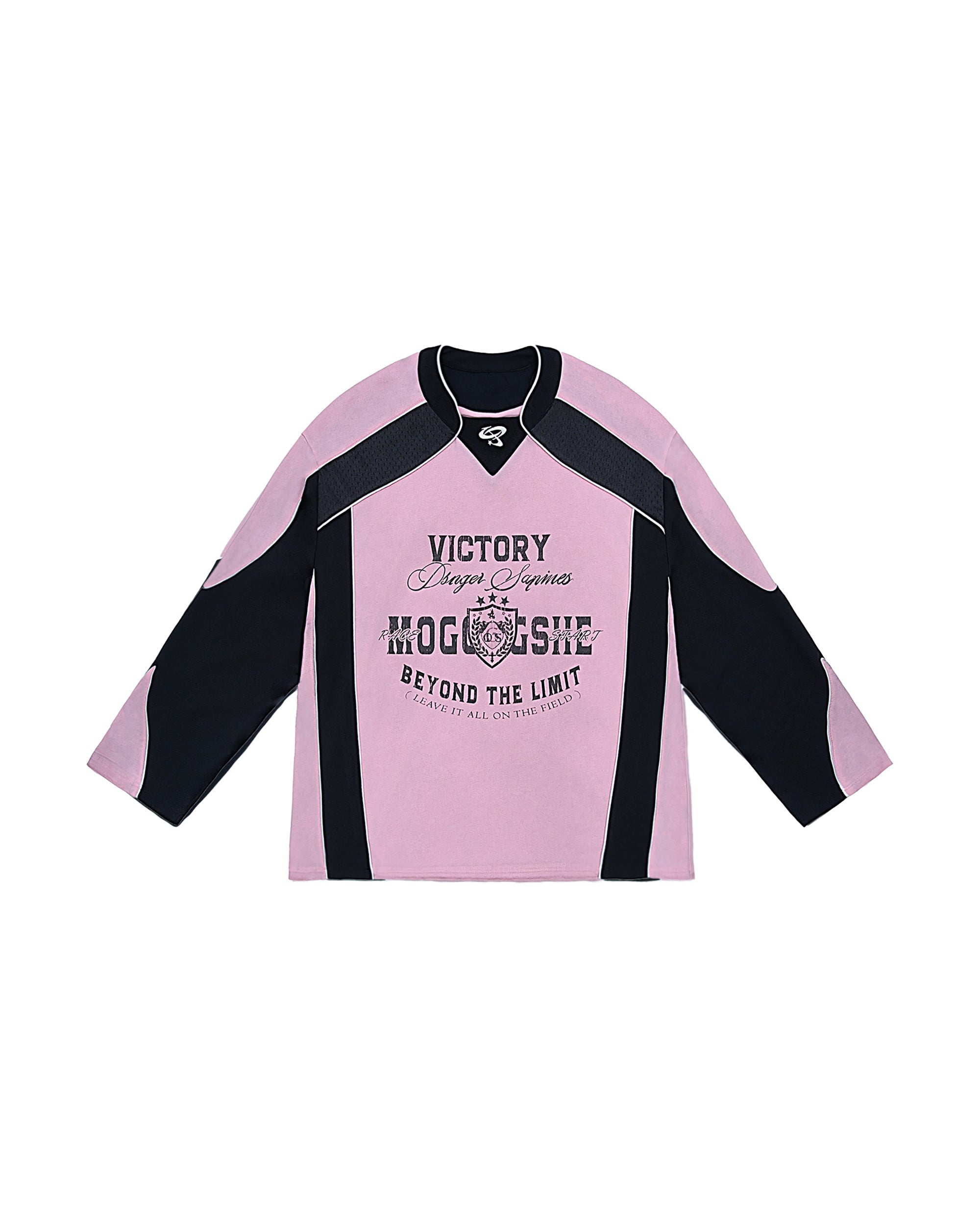 MOGONGSHE Retro Contrast Spliced Raglan Long-Sleeve Tee