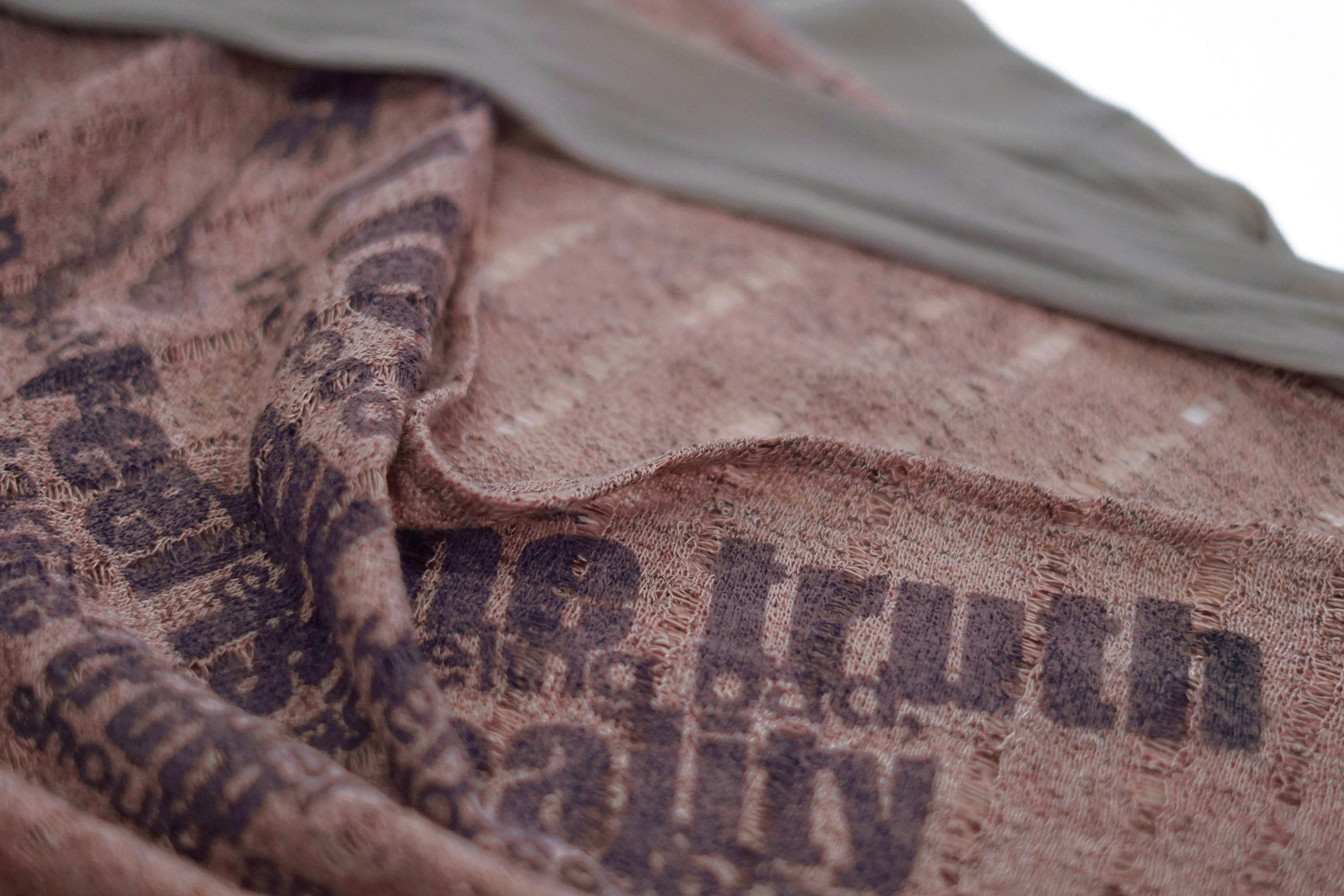 CESTNOUS Distressed Graphic Mesh-Hem Top