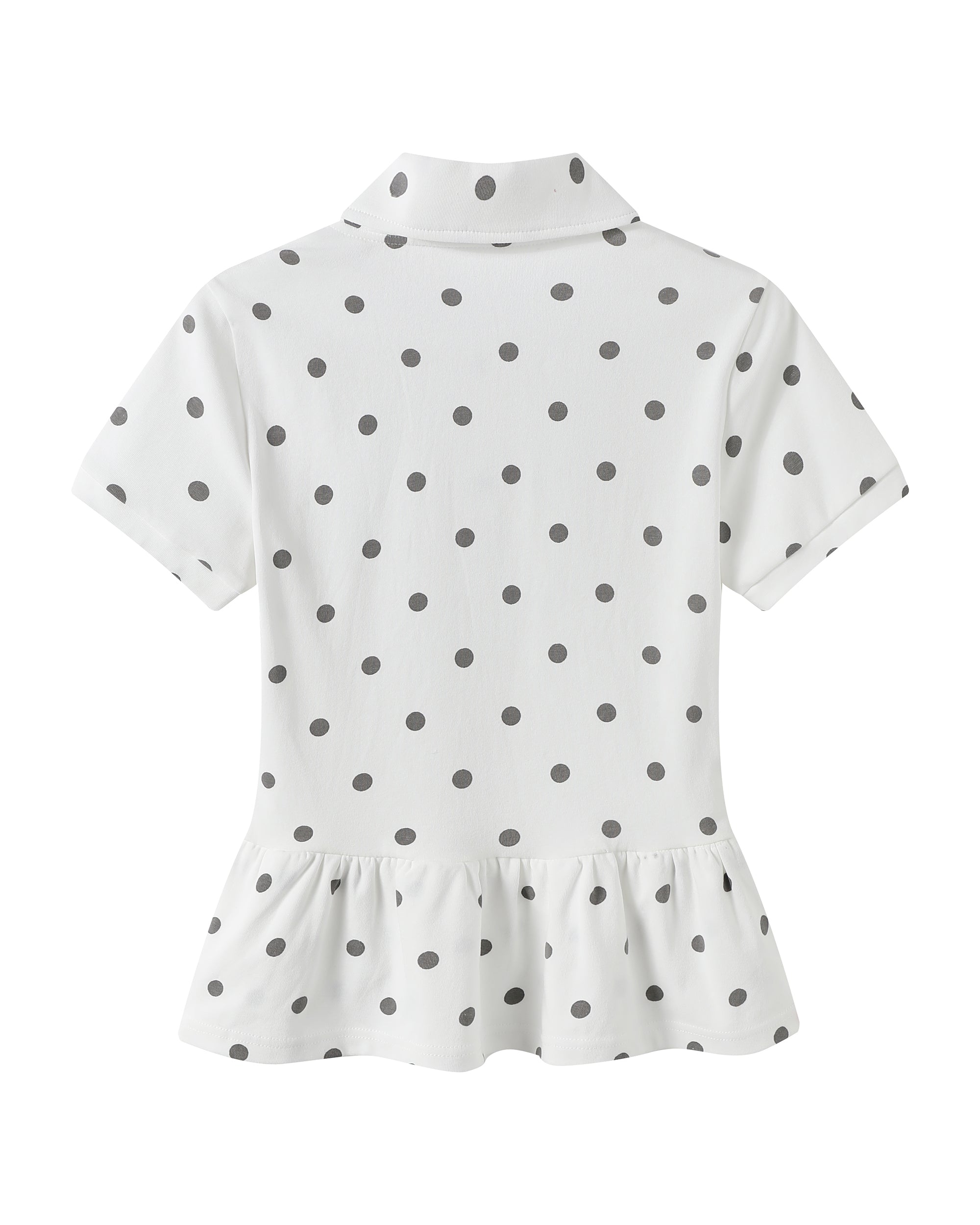 HAVE A MEAL × Congming Polka Dot Ruffle-Hem Polo Tee