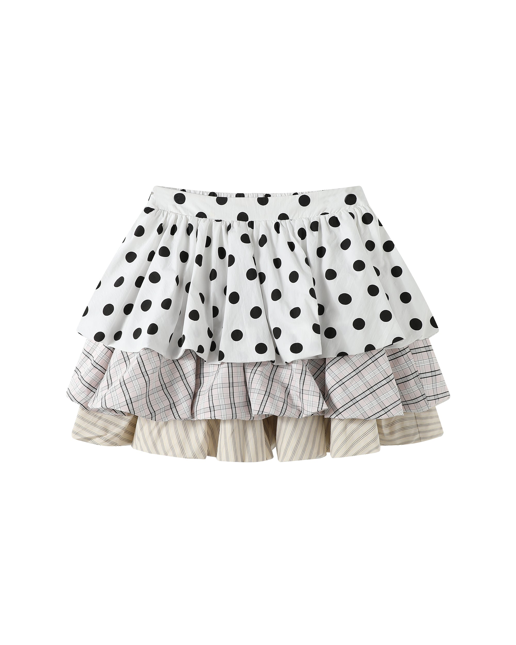 HAVE A MEAL Polka Dot Layered Bubble Skirt