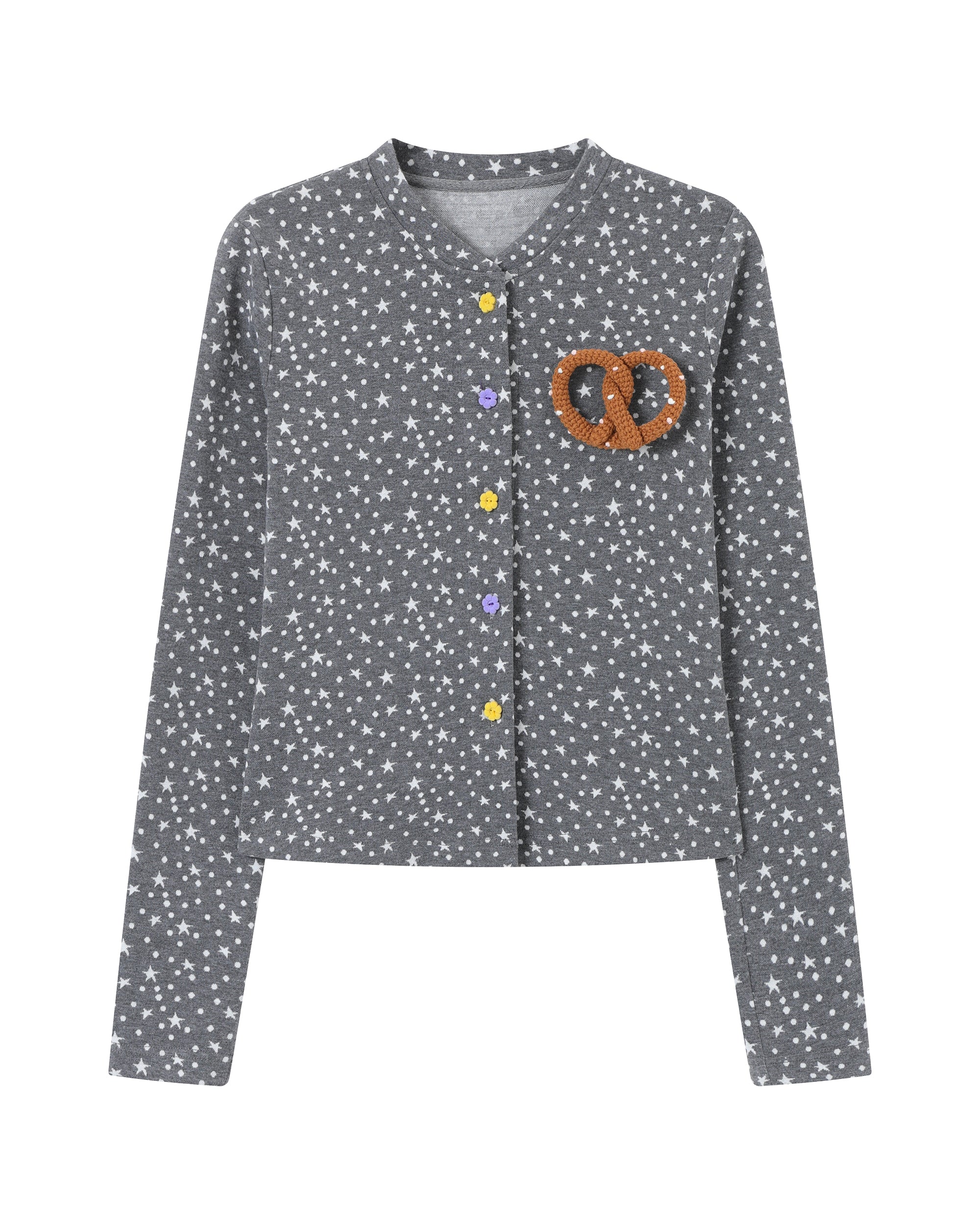 HAVEAMEAL Retro Star Polka Jacquard Knit Shirt